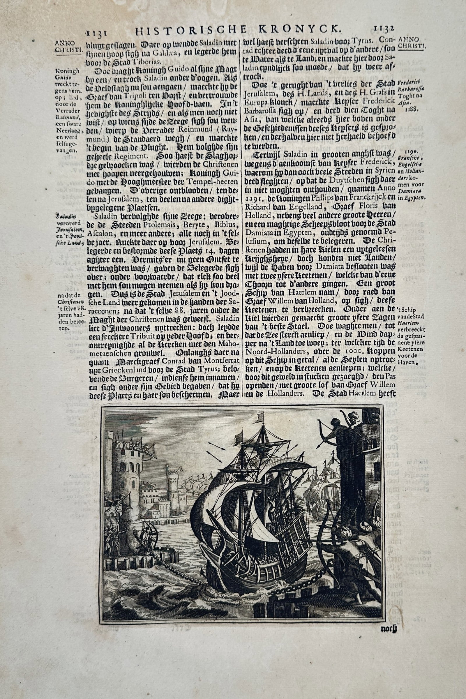 François Valentijn – Historical Chronicle and Maritime Scene – Copper engraving (1724) (1 of 2)