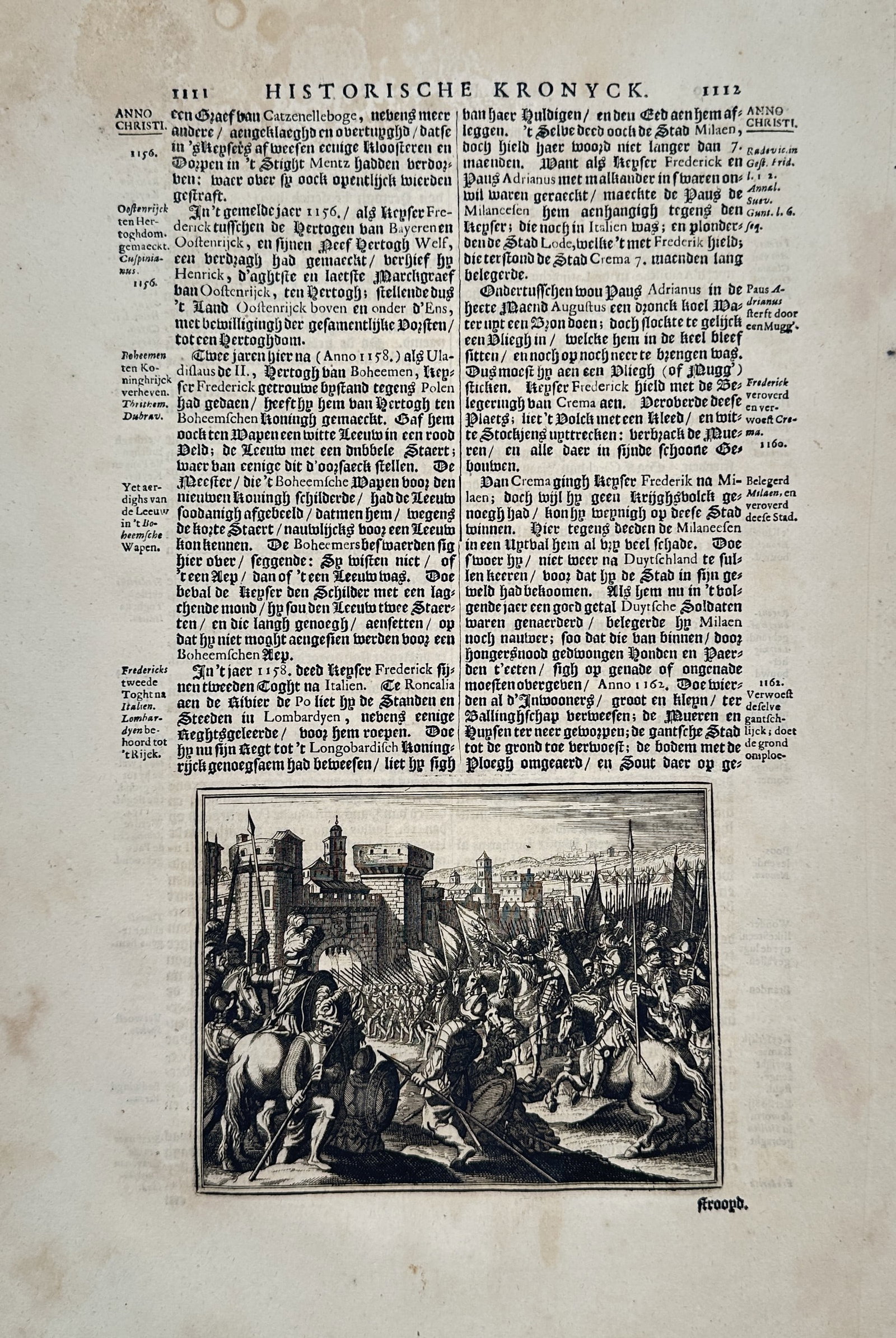 François Valentijn – Historical Chronicle and Siege Scene – Copper engraving (1724) (1 of 2)