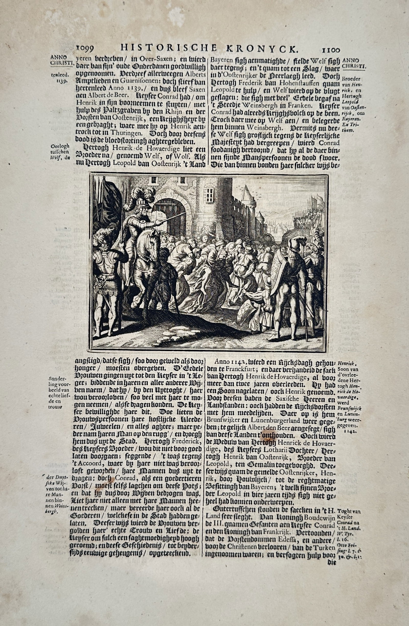 François Valentijn – Historical Chronicle and Castle Gate Scene – Copper engraving (1724) (1 of 2)