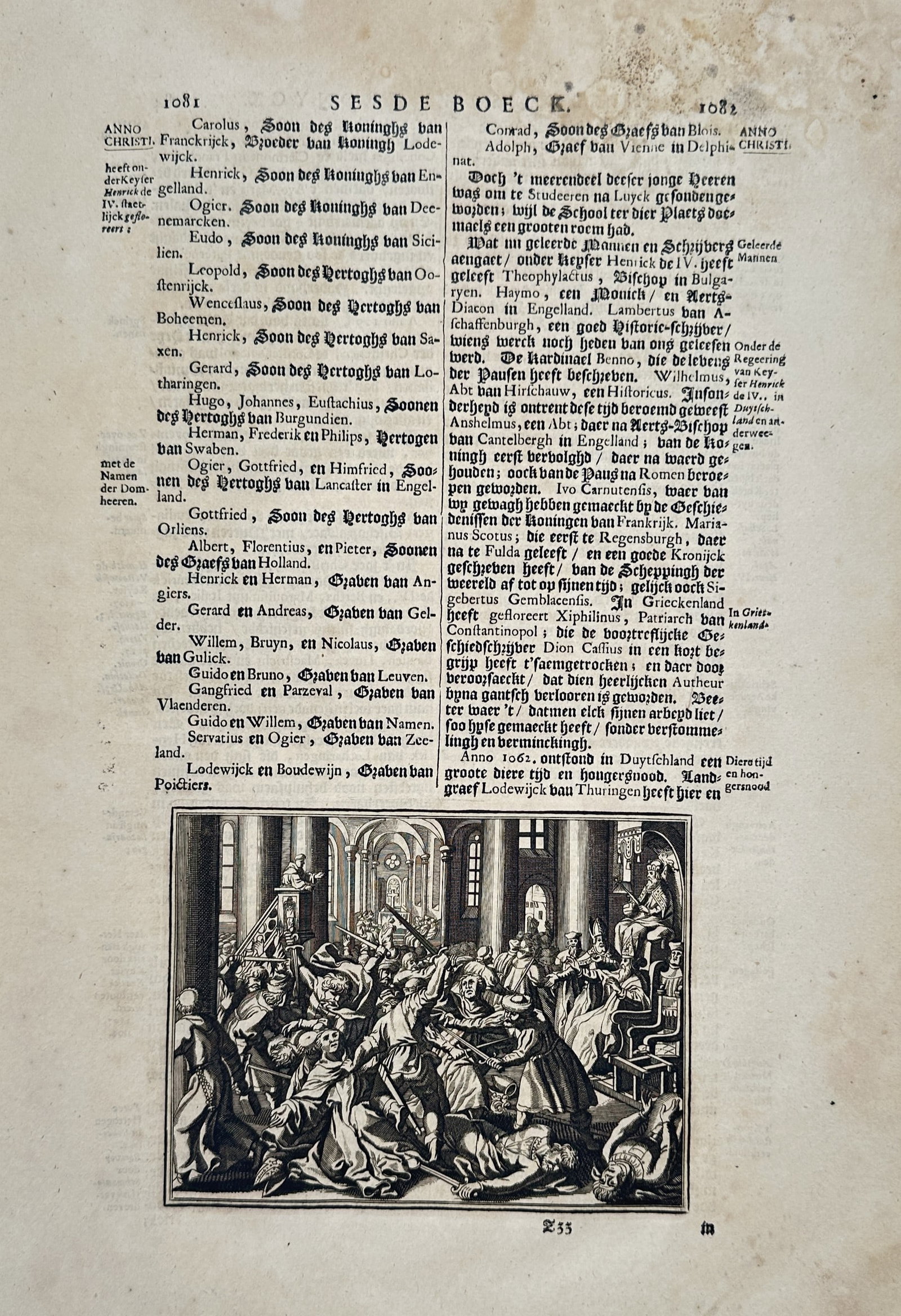 François Valentijn – Historical Chronicle and Assassination Scene – Copper engraving (1724) (1 of 2)