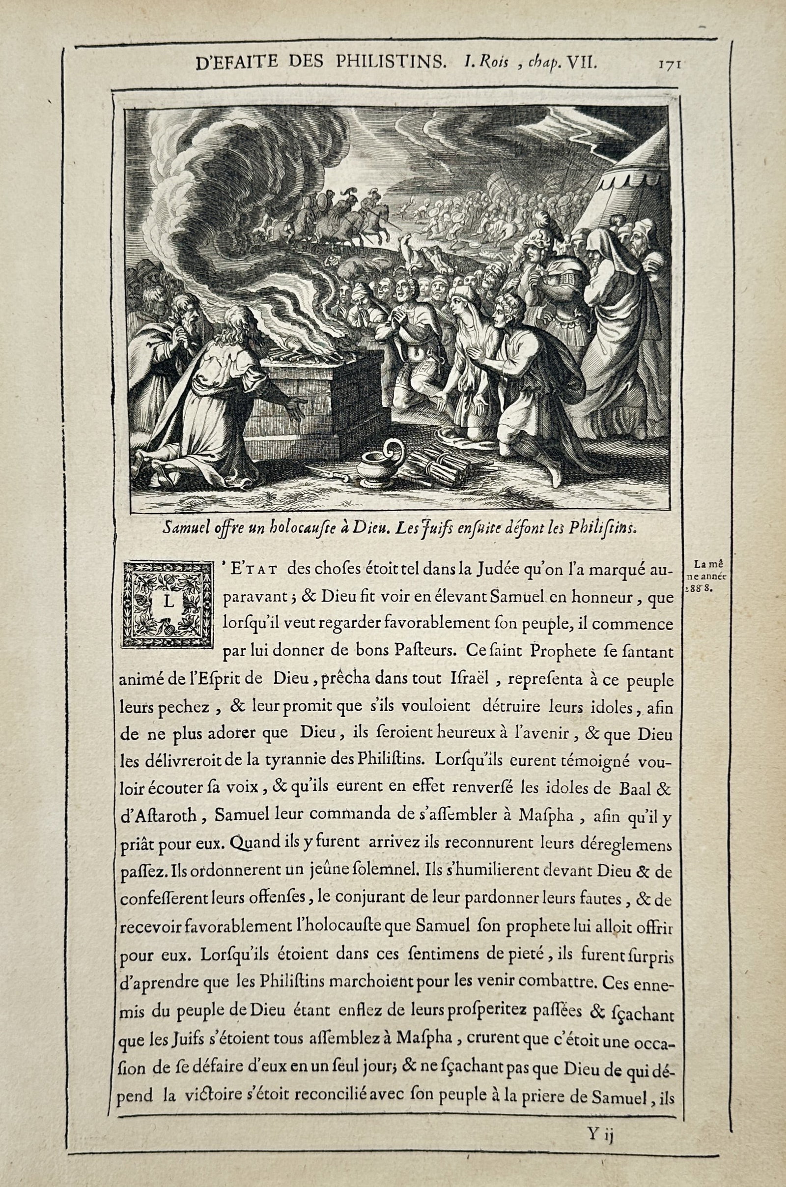 Isaac Lemaistre de Sacy (1613–1684) – Biblical Scene: Defeat of the Philistines – Engraving (1 of 2)