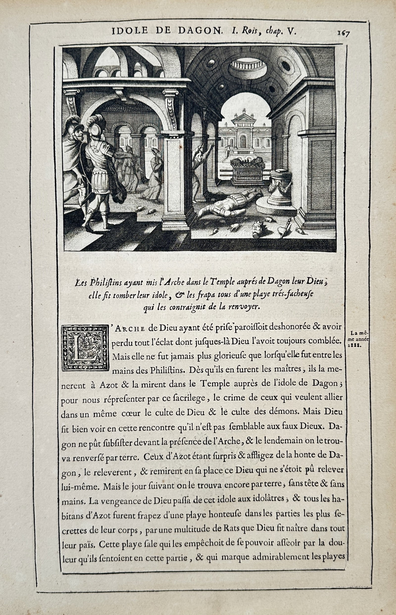Isaac Lemaistre de Sacy (1613–1684) – Biblical Scene: The Idol of Dagon – Engraving (1670) (1 of 2)