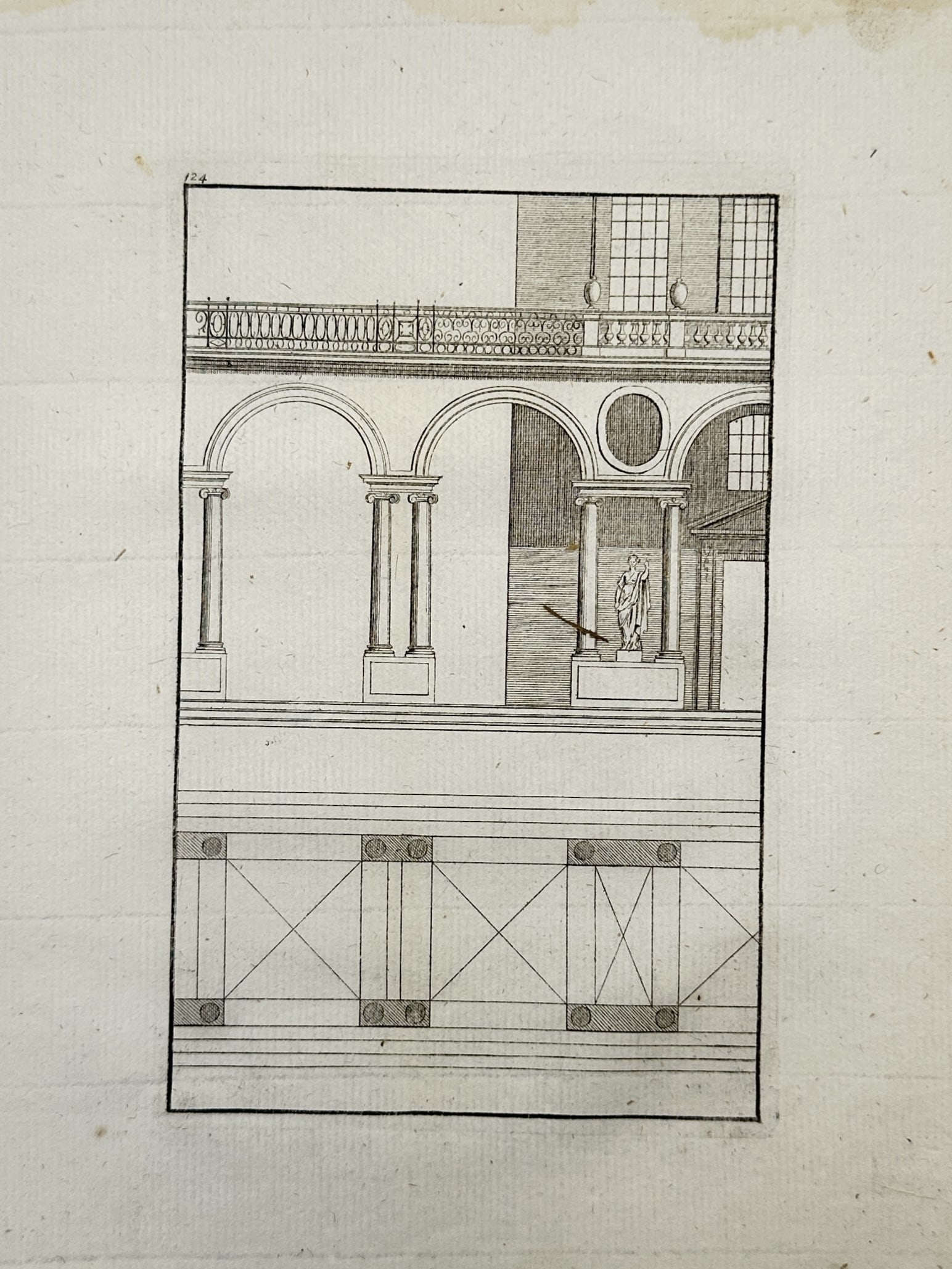 Giacomo Barozzi da Vignola – Architectural Study of a Loggia and Balustrade – Engraving (1640) (1 of 2)