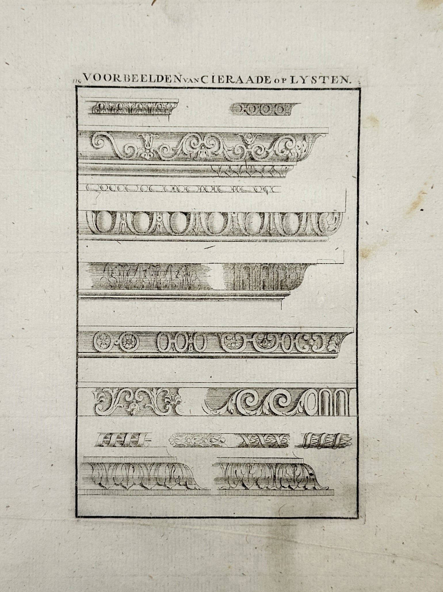 Giacomo Barozzi da Vignola – Architectural Study of Decorative Moldings – Engraving (1640) (1 of 2)