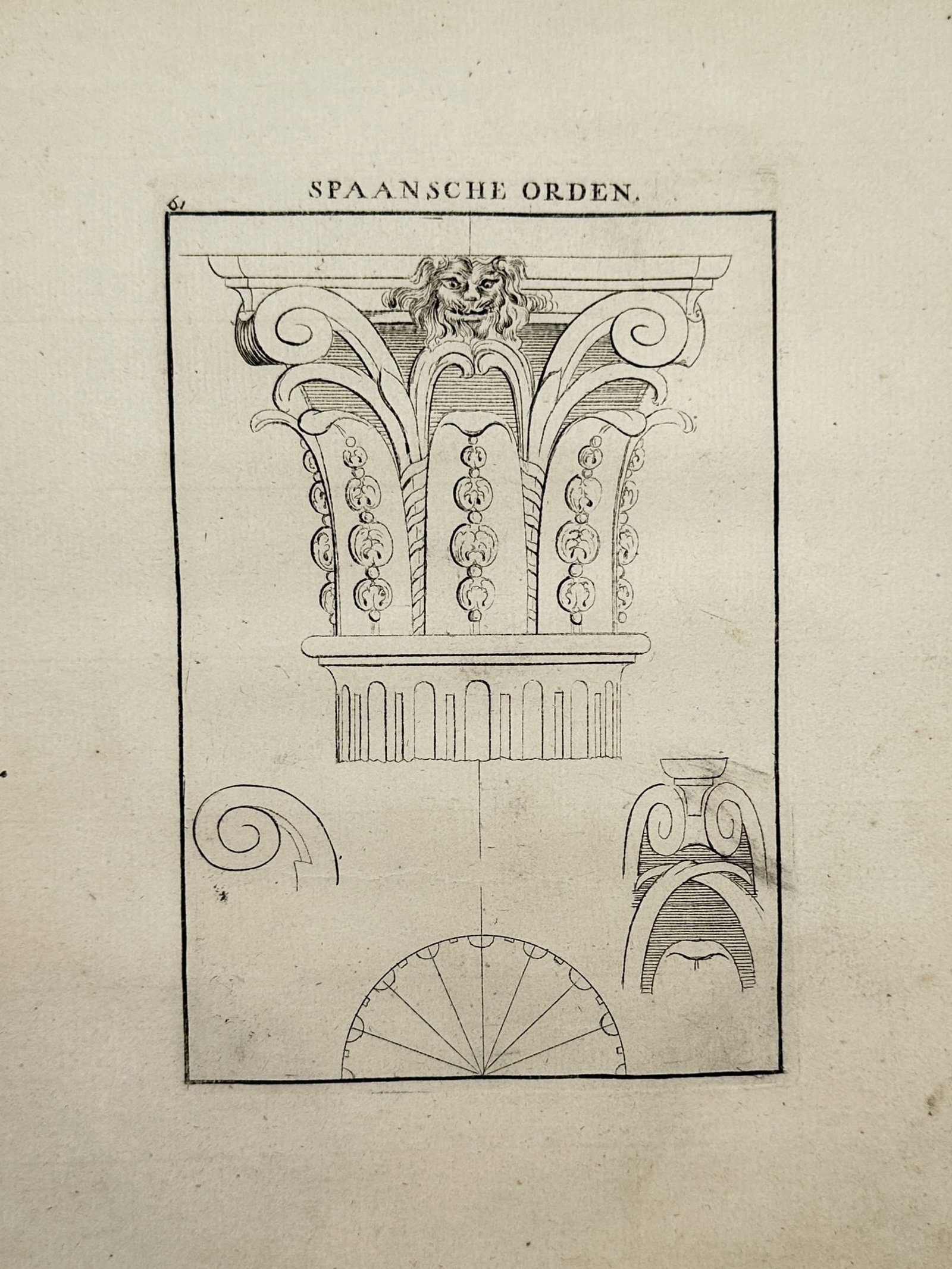 Giacomo Barozzi da Vignola – Architectural Study of the Spanish Order – Engraving (1640) (1 of 2)