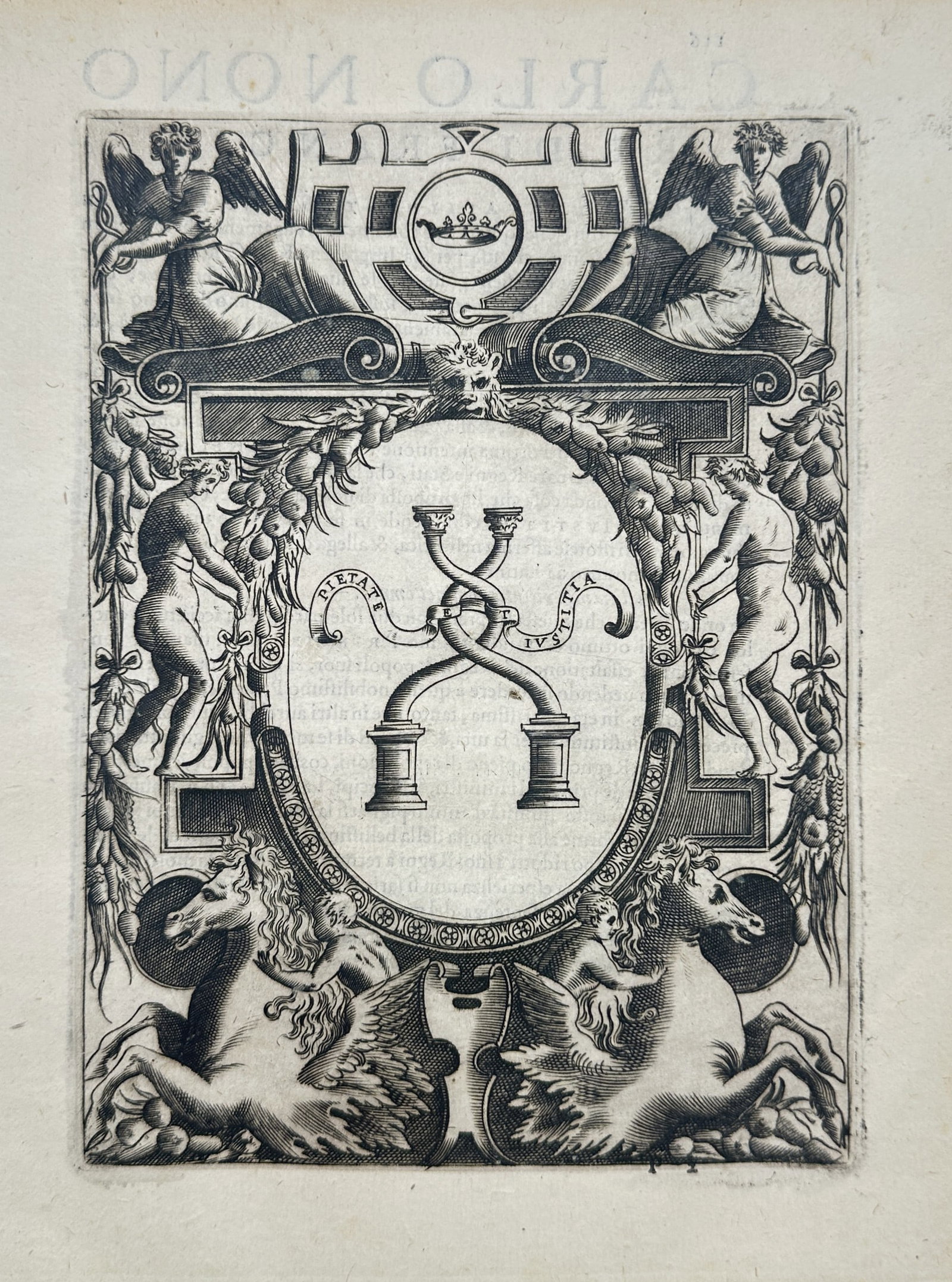 Girolamo Ruscelli (1518–1566) – Allegorical Device of Charles IX – Engraving (1566) (1 of 2)
