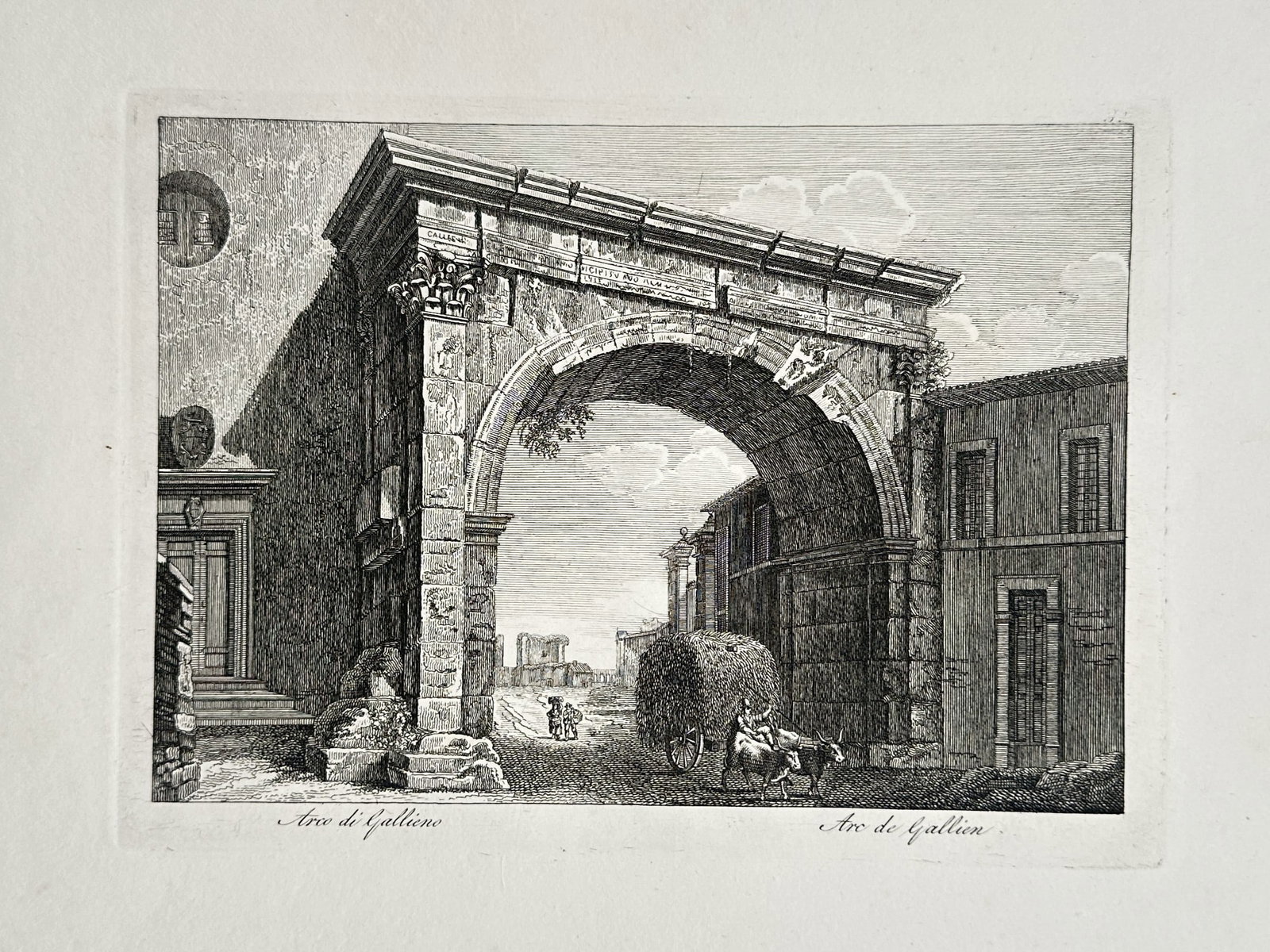 Pietro Parboni (1763–1841) – View of the Arch of Gallienus in Rome – Engraving (ca. 1820) (1 of 2)