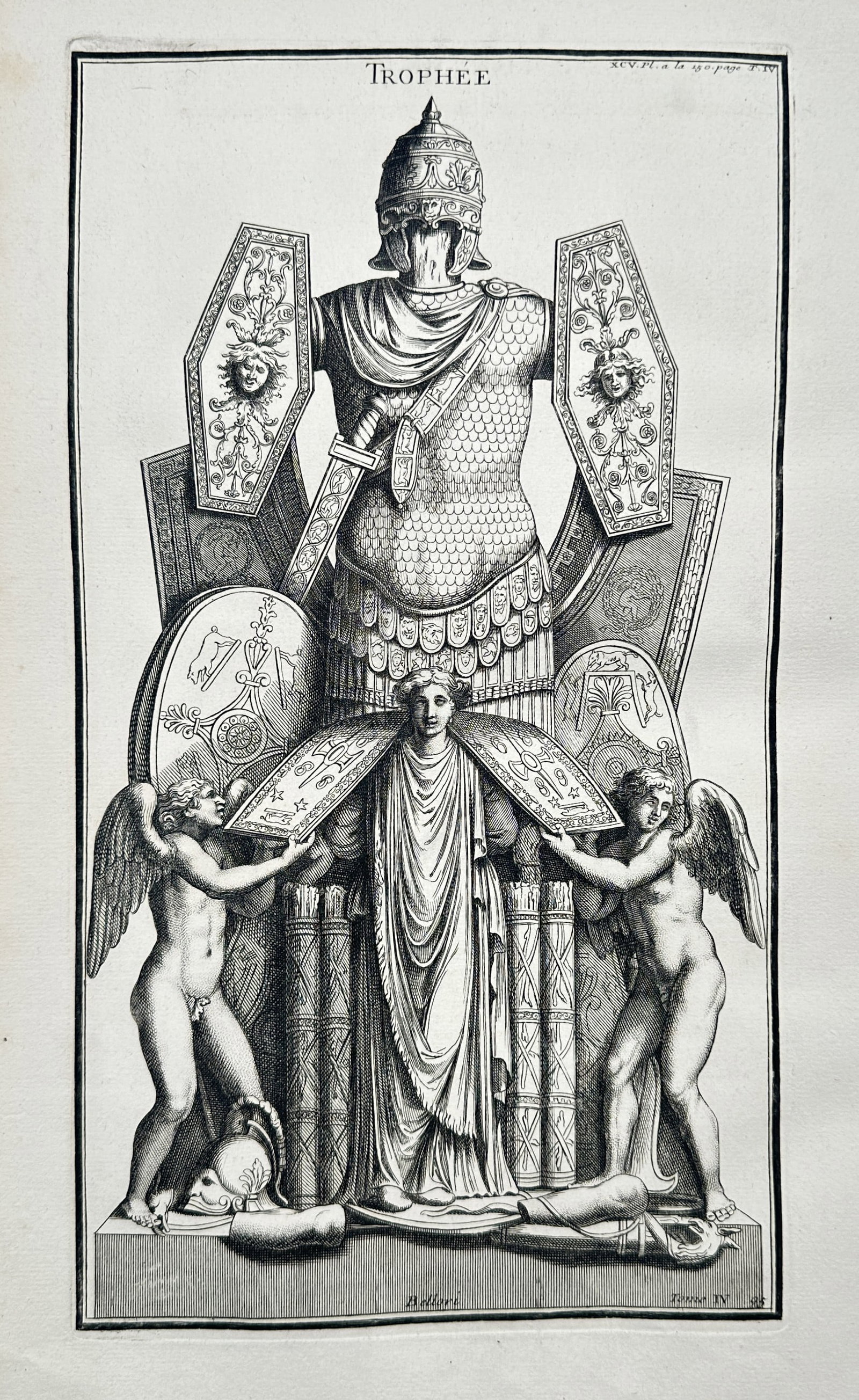 Bernard de Montfaucon (1655–1741) – Classical Study of a Roman Military Trophy – Engraving (1 of 2)
