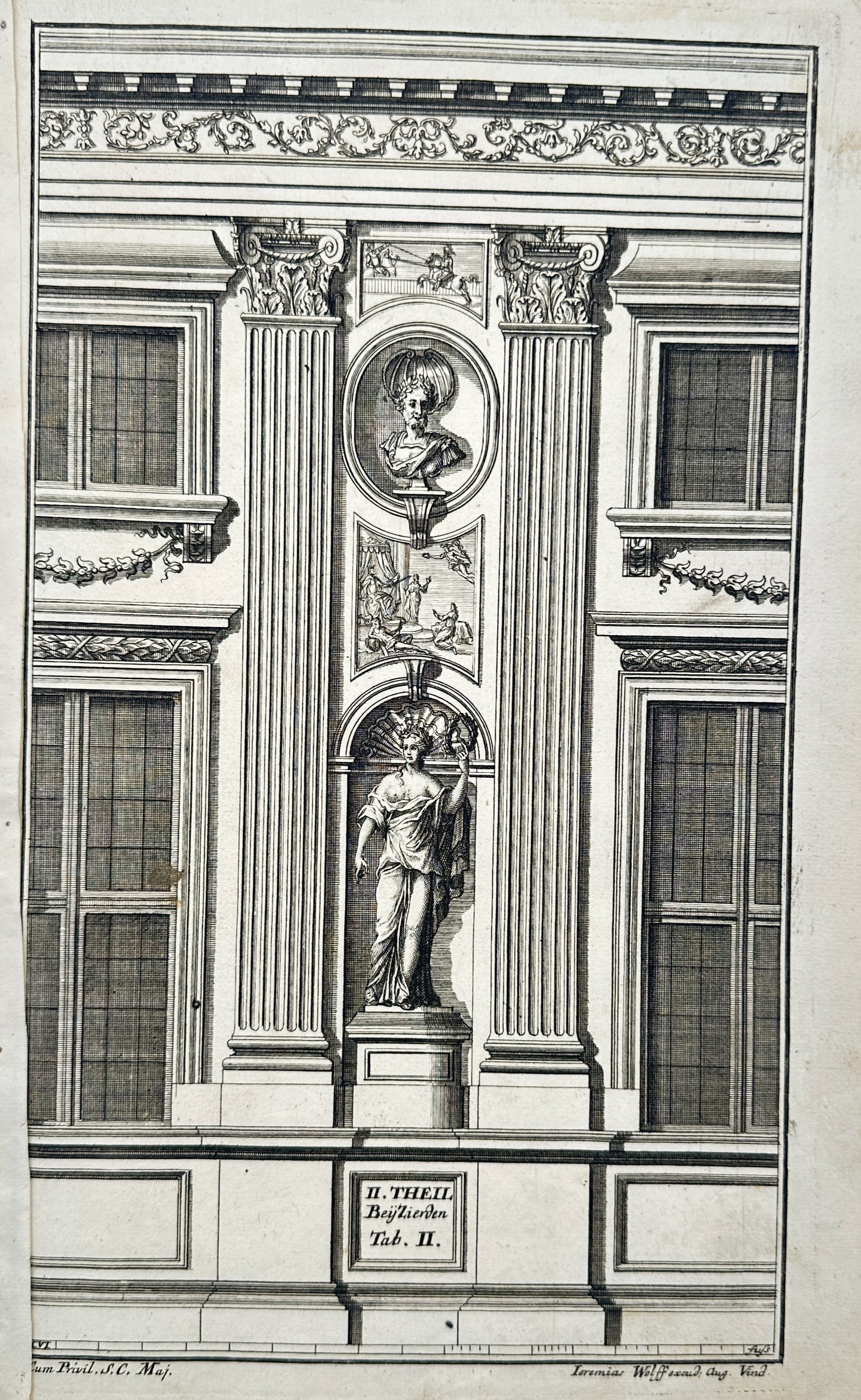 Leonhard Christoph Sturm – Architectural Study of a Facade with Corinthian Columns and Statuary (1 of 2)