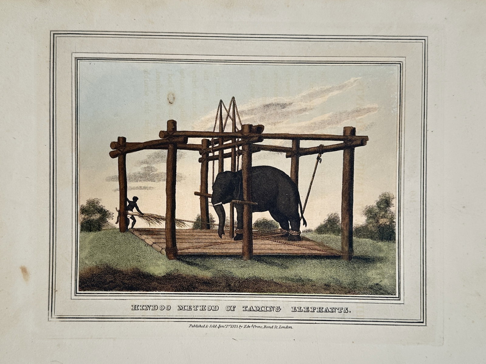John Heaviside Clark (ca. 1771–1863) – View of an Elephant Taming Framework in India (1 of 2)