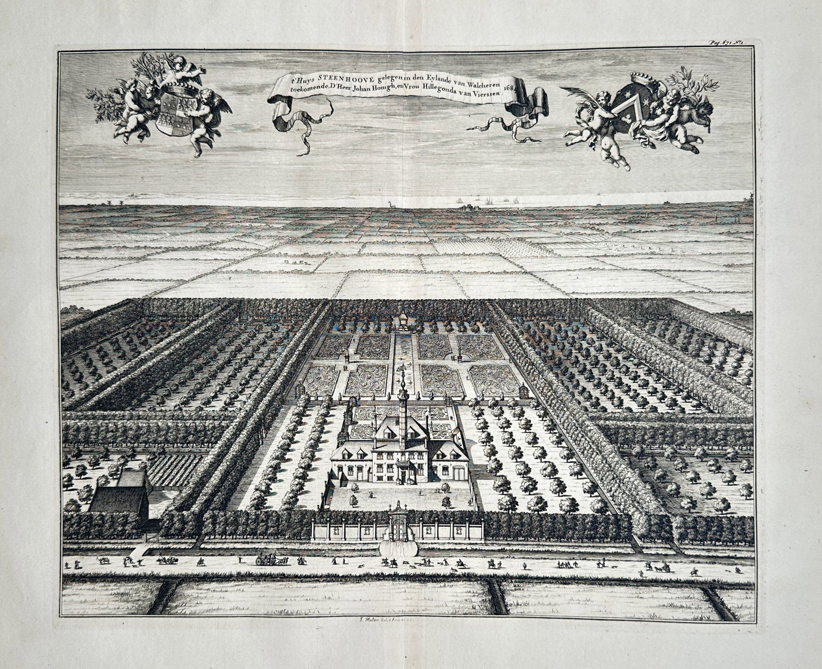 Mattheus Smallegange (1624–1710) – Bird's-Eye View of the Steenhove Estate – Engraving (1696) (1 of 2)