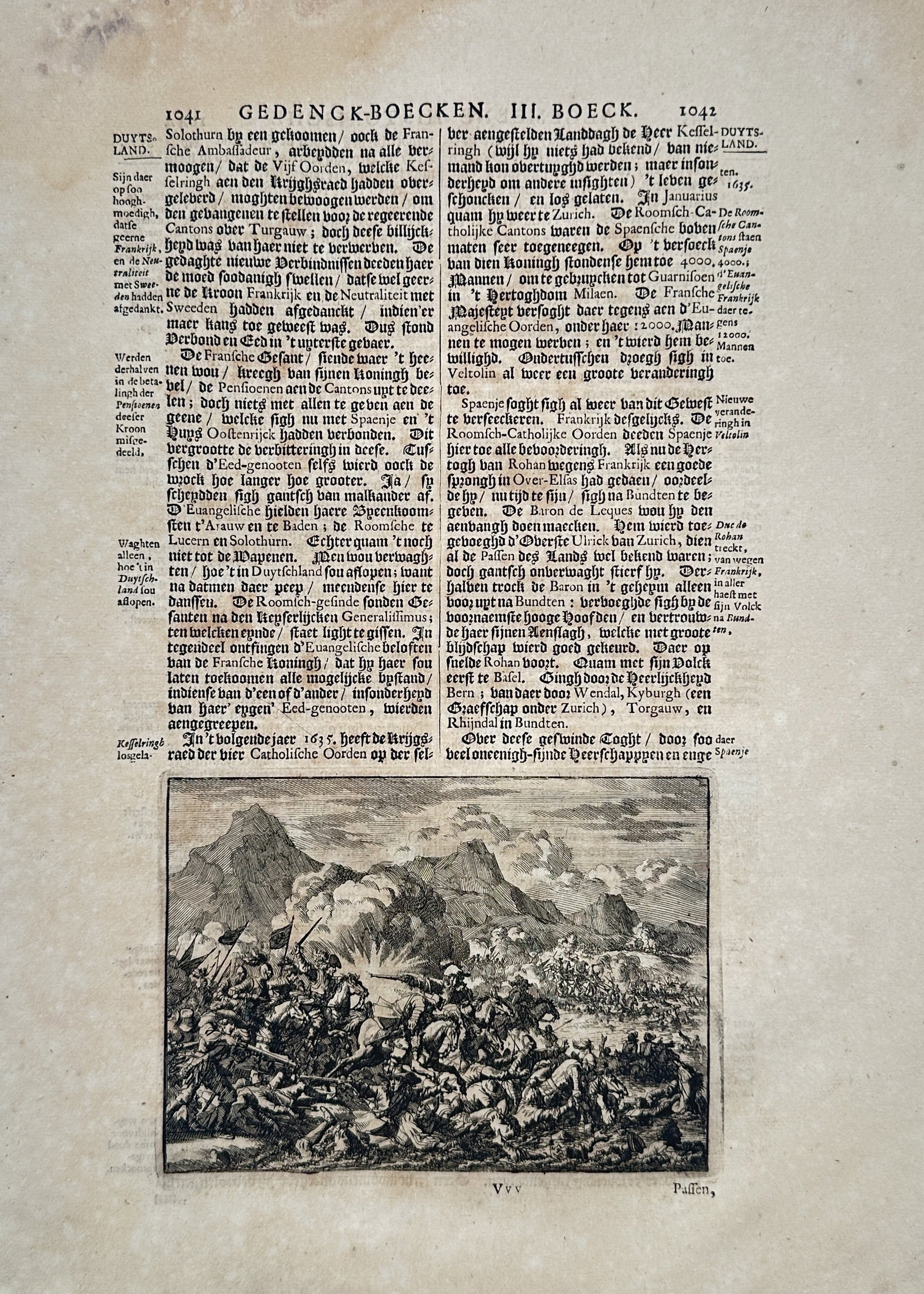 Johann Ludwig Gottfried (1584–1633) – View of a Historical Battle Scene – Engraving (1638) (1 of 2)