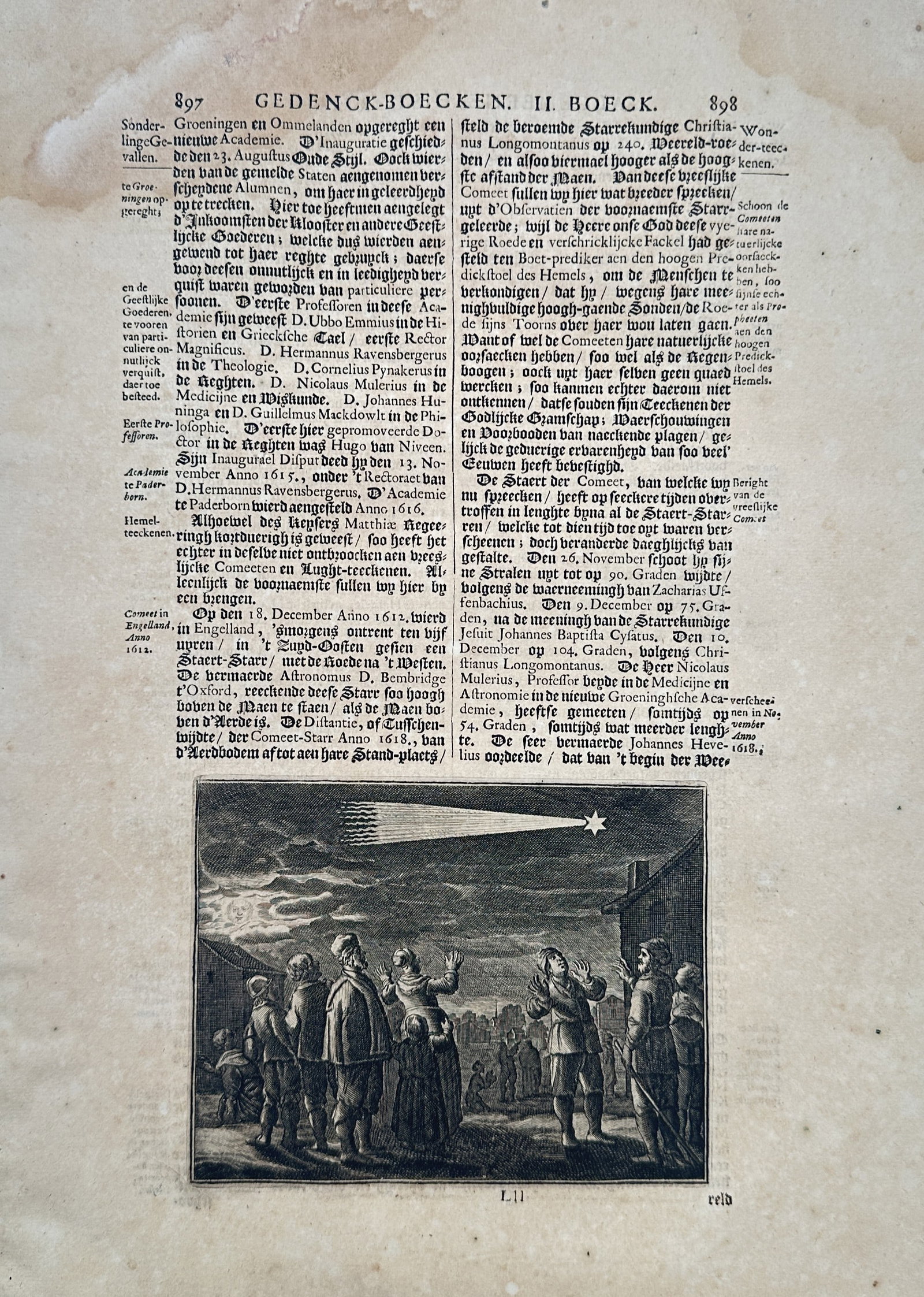 Johann Ludwig Gottfried (1584–1633) – View of the Appearance of a Comet – Engraving (1638) (1 of 2)