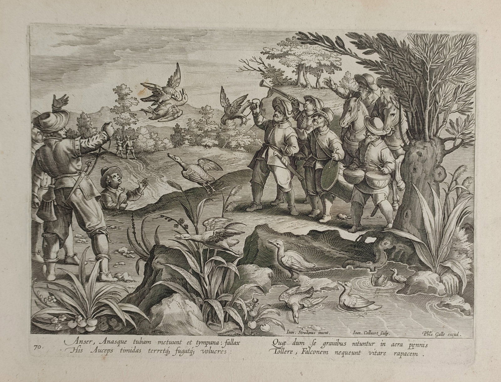 Jan van der Straet (1523–1605) – Duck and Goose Hunt – Engraving (ca. 1596) (1 of 2)
