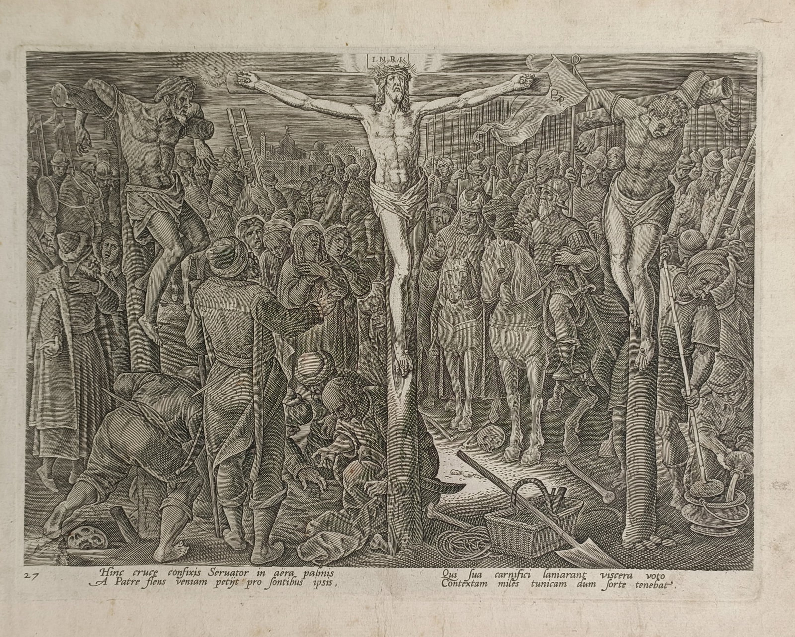 Adriaen Collaert (ca. 1560–1618) – The Crucifixion – Engraving (ca. 1585) (1 of 2)