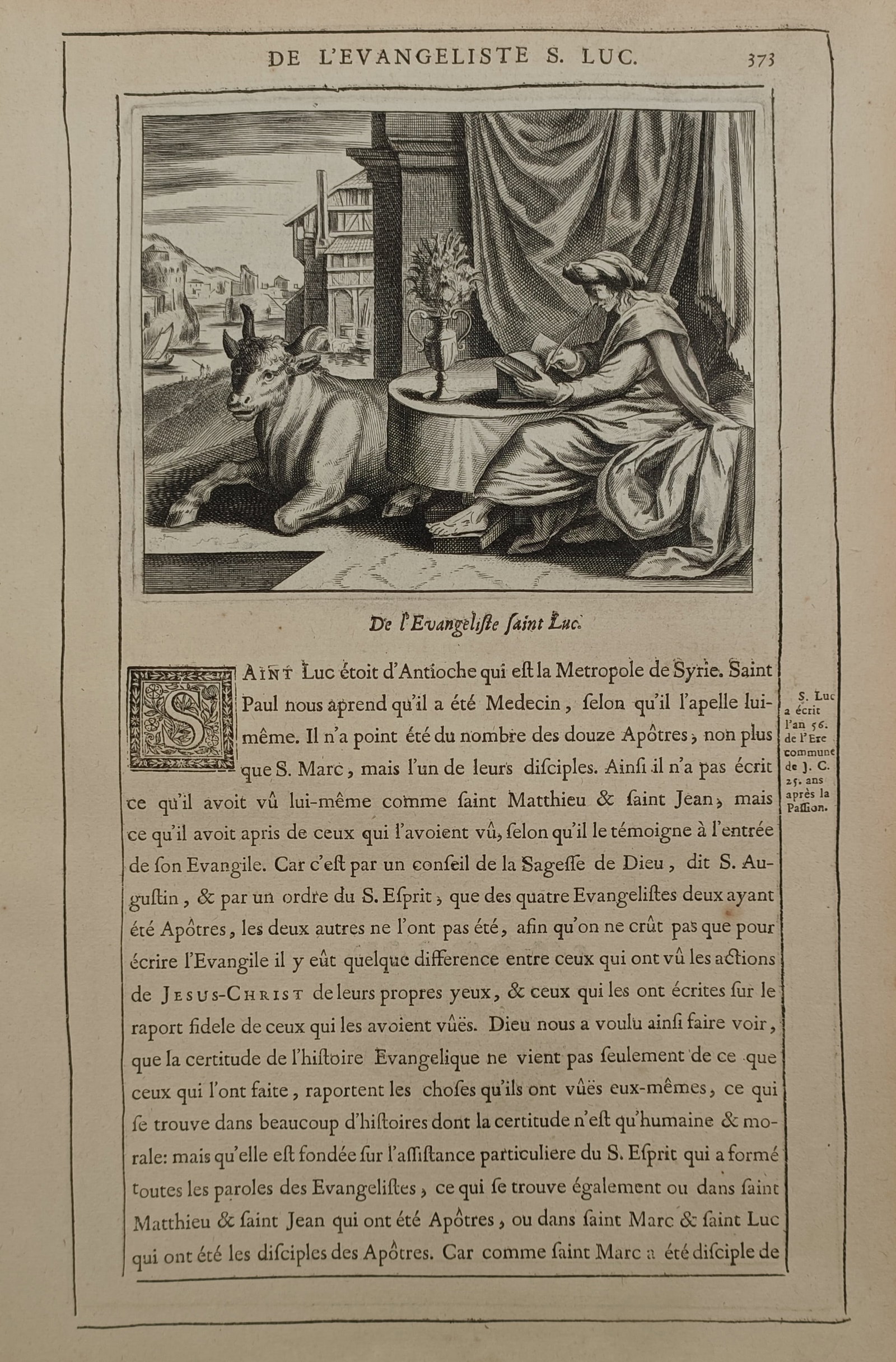Nicolas Fontaine (1625–1709) – Saint Luke the Evangelist – Engraving (1670) (1 of 2)