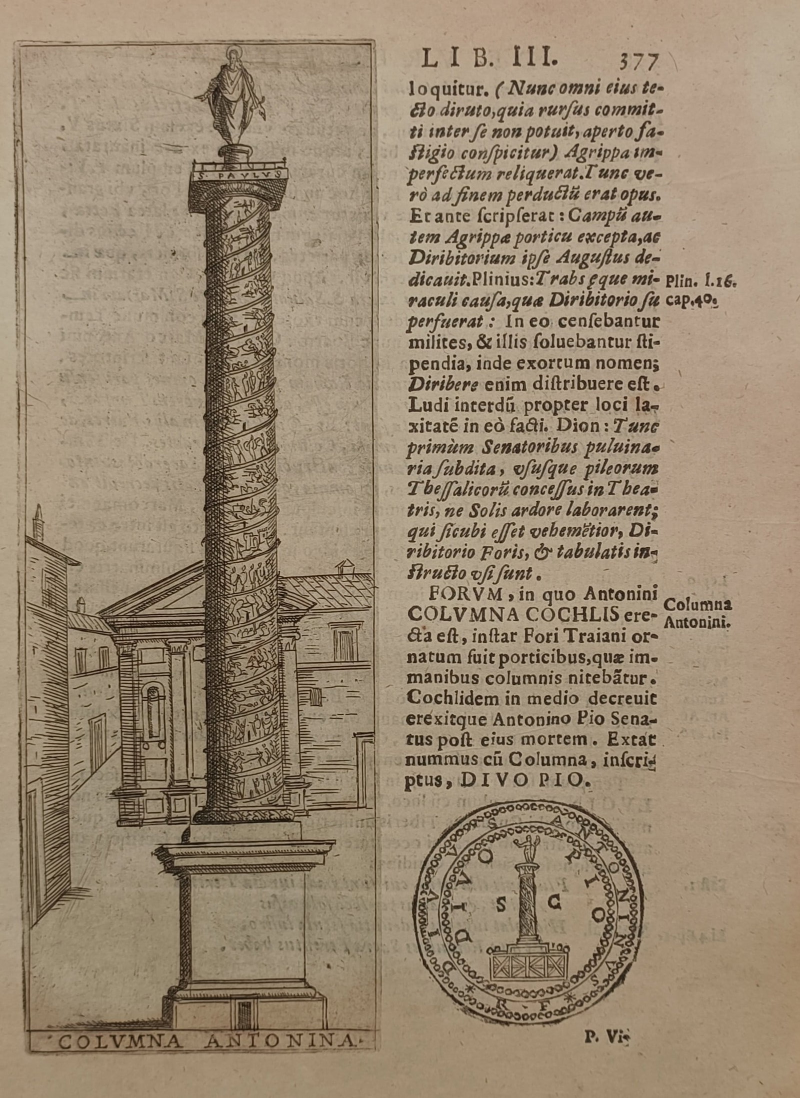 Alessandro Donati (1584–1640) – The Antonine Column – Engraving (1638) (1 of 2)