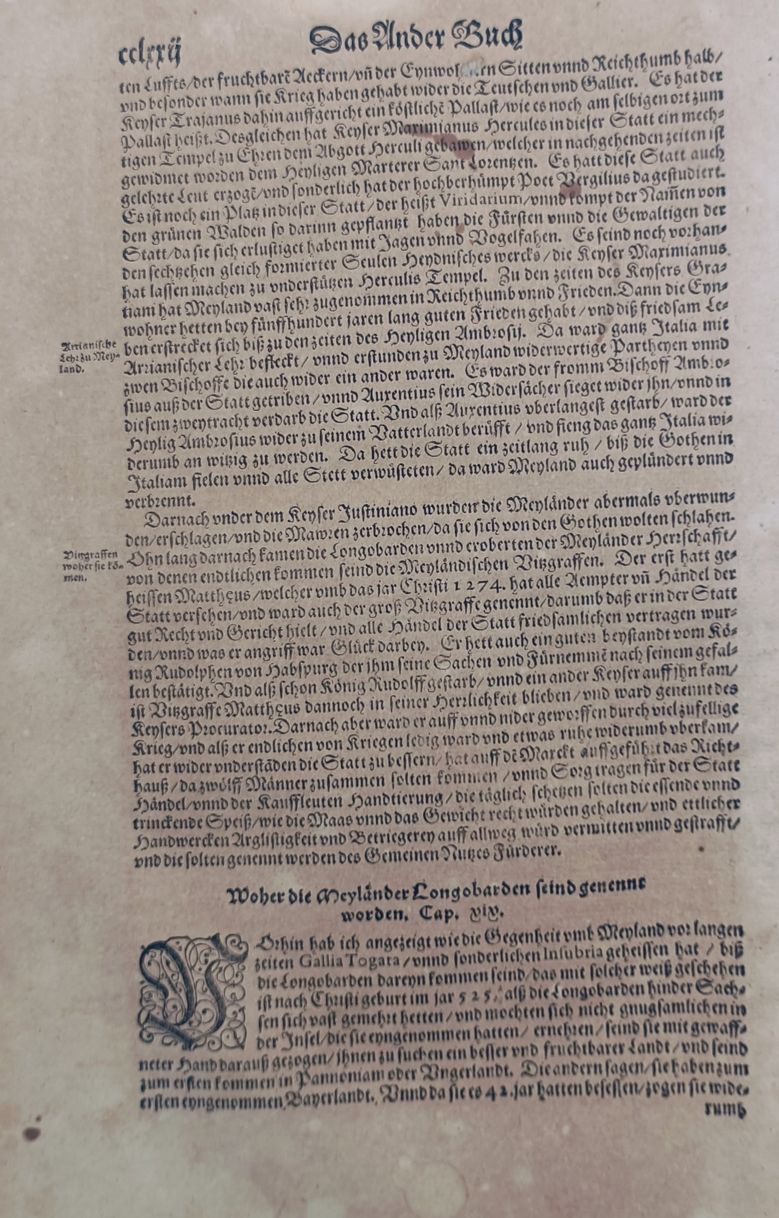 Sebastian Münster – Historical Description of Milan and the Longobards – Woodcut (1643) (1 of 1)
