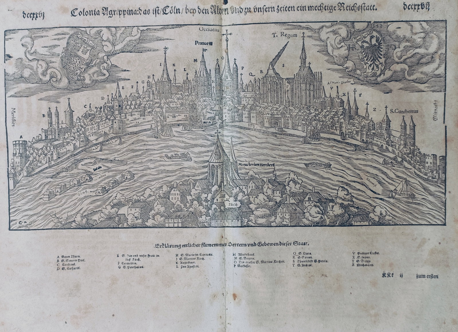 Sebastian Münster (1488–1552) – Panoramic View of Cologne – Woodcut (1643) (1 of 2)