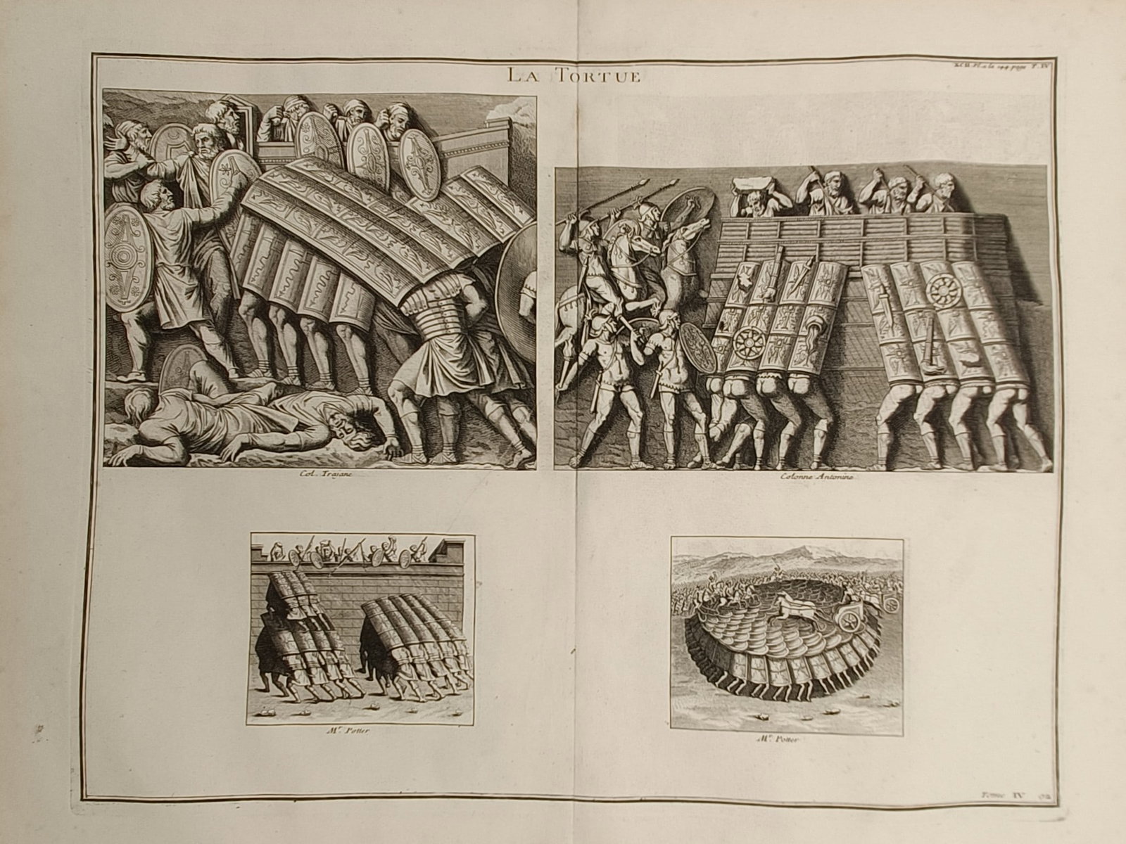 Bernard de Montfaucon (1655–1741) – Roman Testudo Formations – Engraving (1719) (1 of 2)