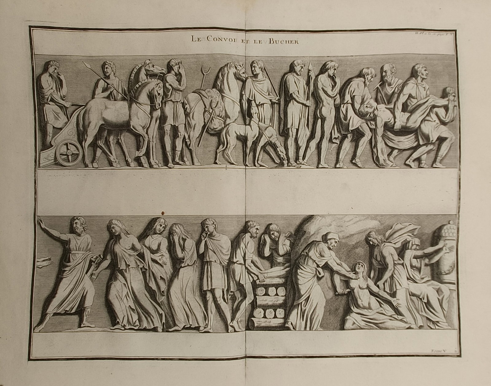 Bernard de Montfaucon (1655–1741) – Classical Funeral Convoy and Pyre – Engraving (1719) (1 of 2)