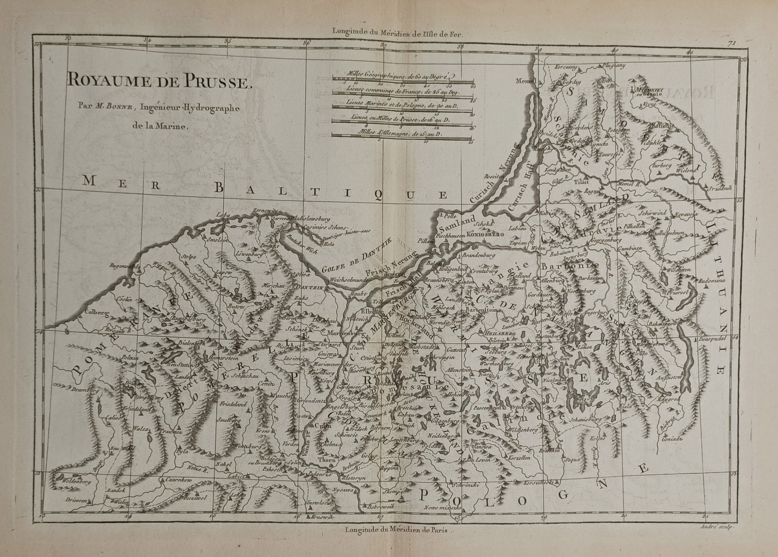 Rigobert Bonne (1727–1795) – Map of the Kingdom of Prussia – Germany – Engraving (1787) (1 of 2)