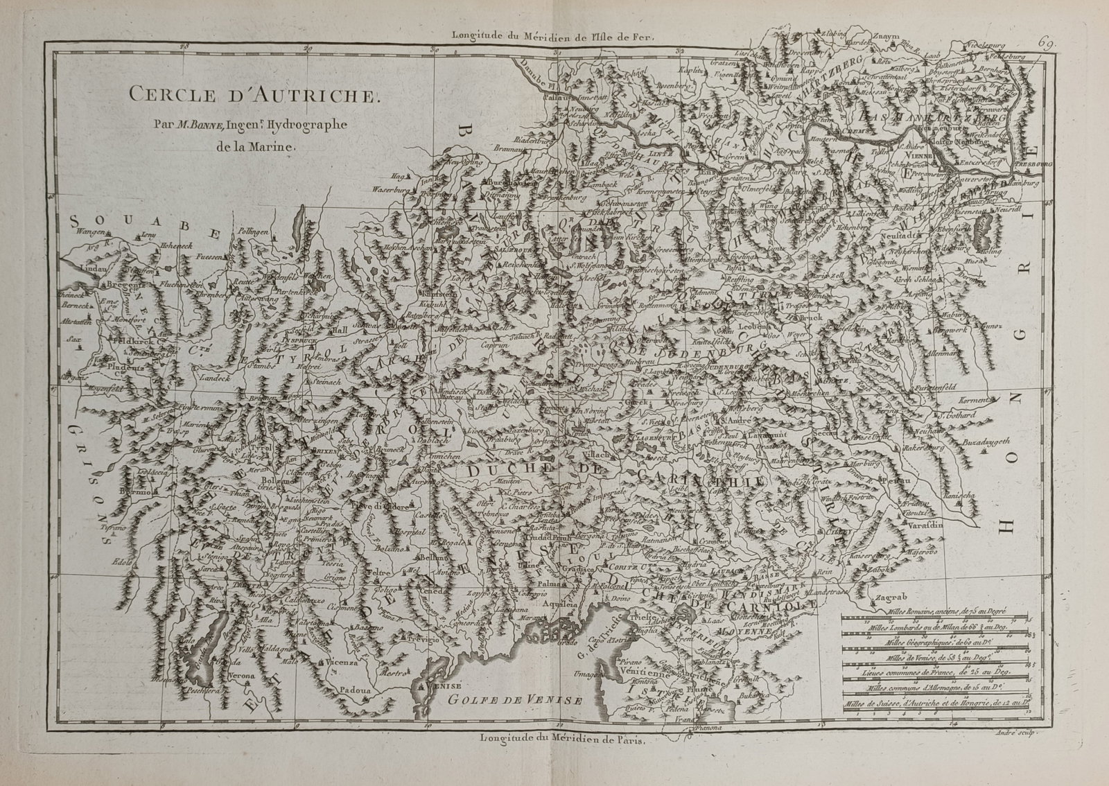 Rigobert Bonne (1727–1795) – Map of the Austrian Circle – Austria – Engraving (1787) (1 of 2)