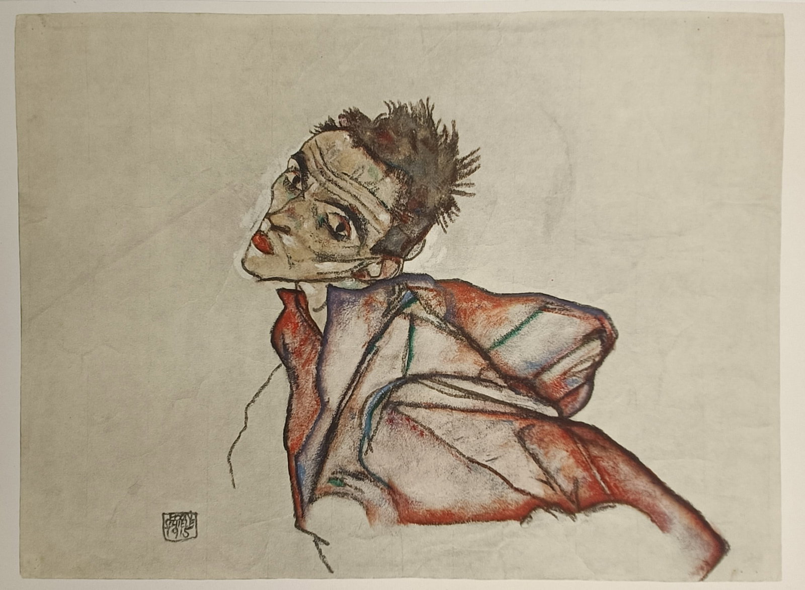 Egon Schiele (1890–1918), after – Self-Portrait with Head Bent Back – Offset lithograph (1 of 2)