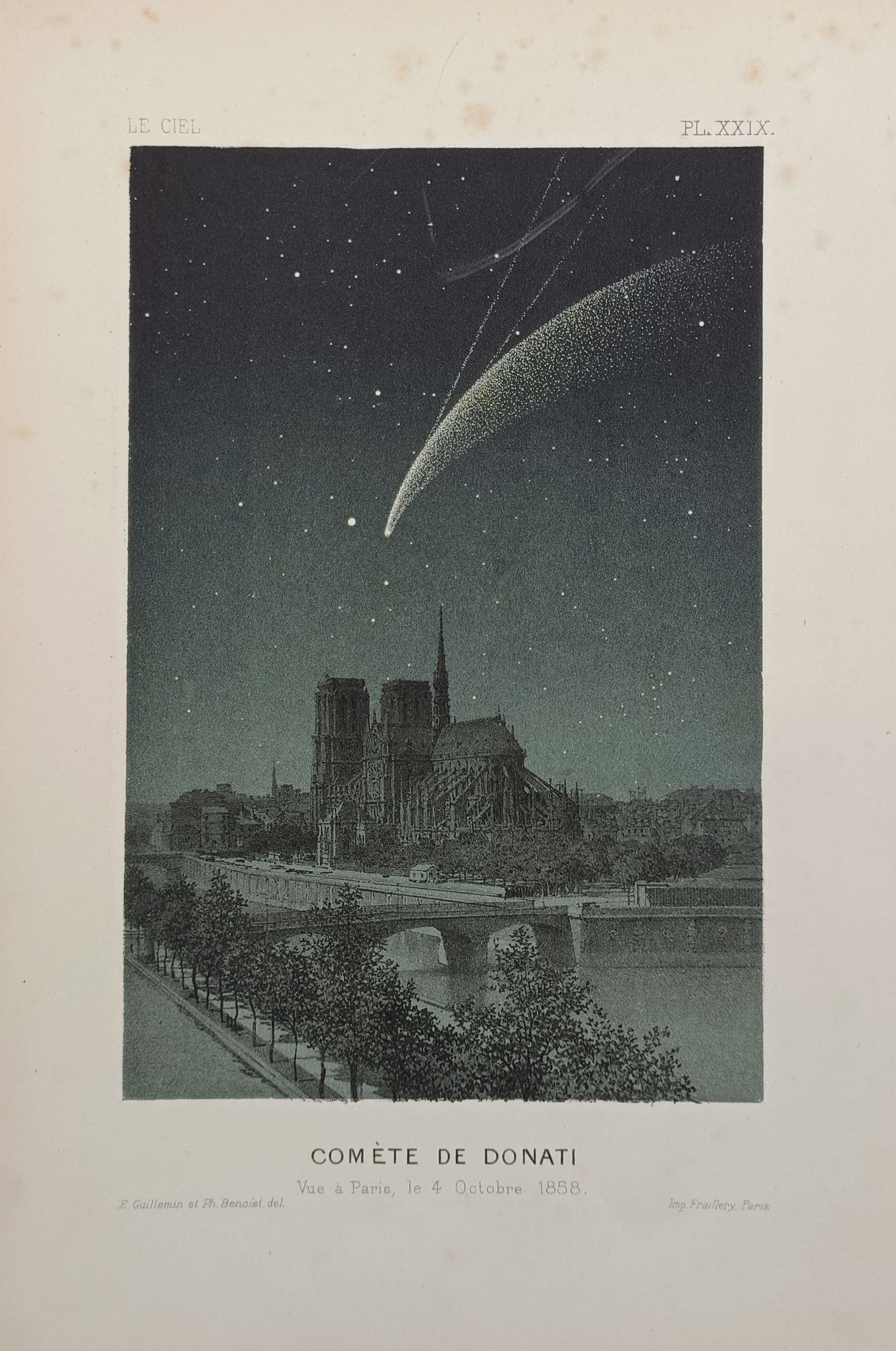 Amédée Guillemin (1826–1893) – The Donati Comet over Notre-Dame – France – (1 of 2)