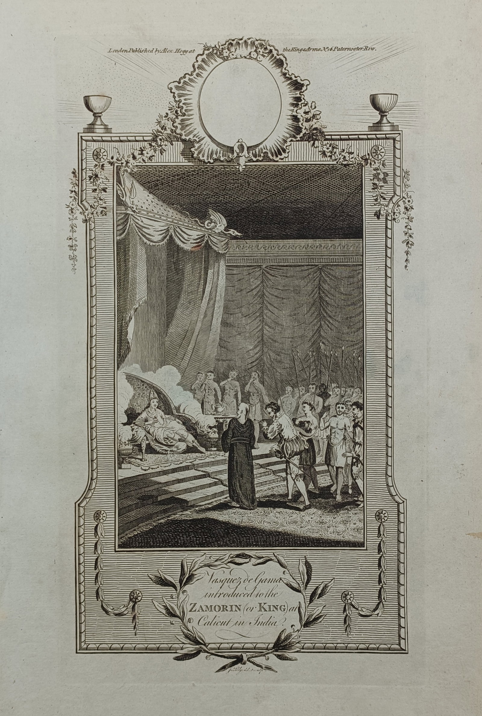 Alexander Hogg – Vasco da Gama Introduced to the Zamorin – Great Britain – Engraving (1784) (1 of 2)
