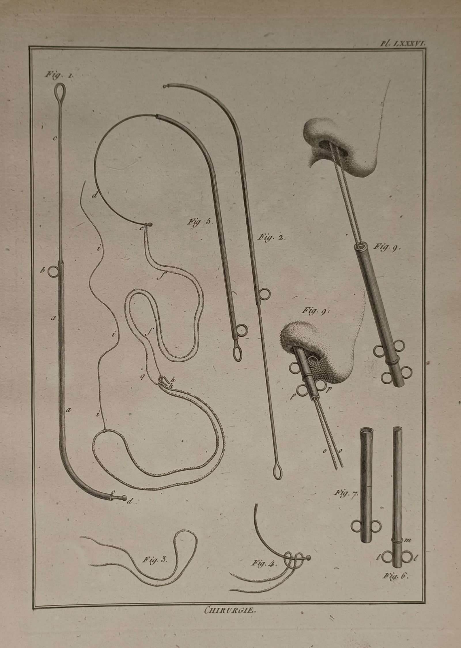 Robert Bénard – Surgical Instruments for Nasal Procedures – France – Engraving (1762) (1 of 2)