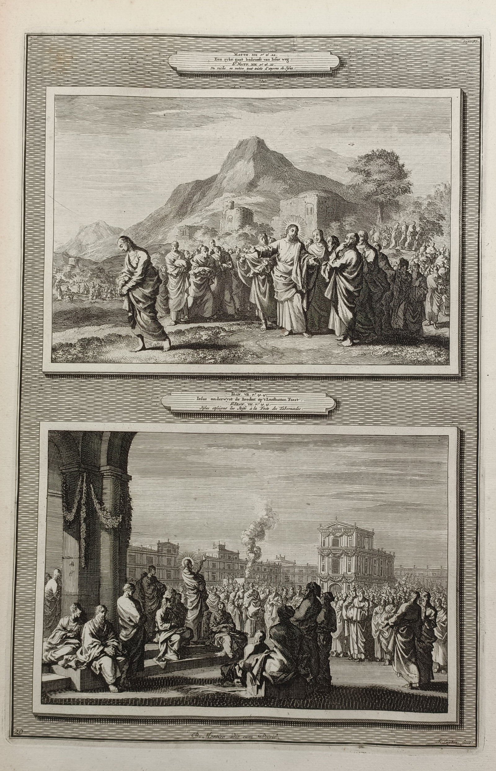 Pierre Mortier (1651–1711) – Biblical Scenes of Christ Healing the Demoniac Boy – Engraving (1 of 2)