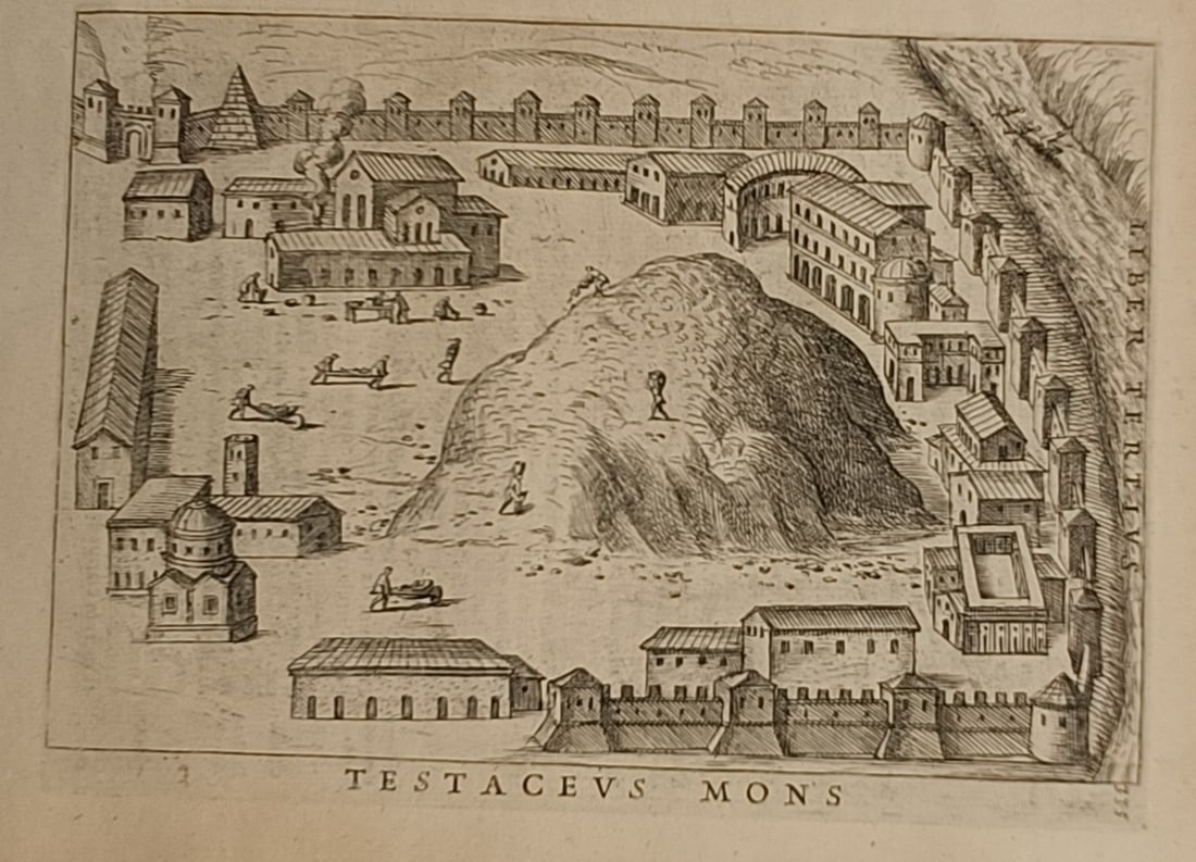 Alessandro Donati (1584–1640) – View of Monte Testaccio in Rome – Italy – Woodcut (1639) (1 of 2)