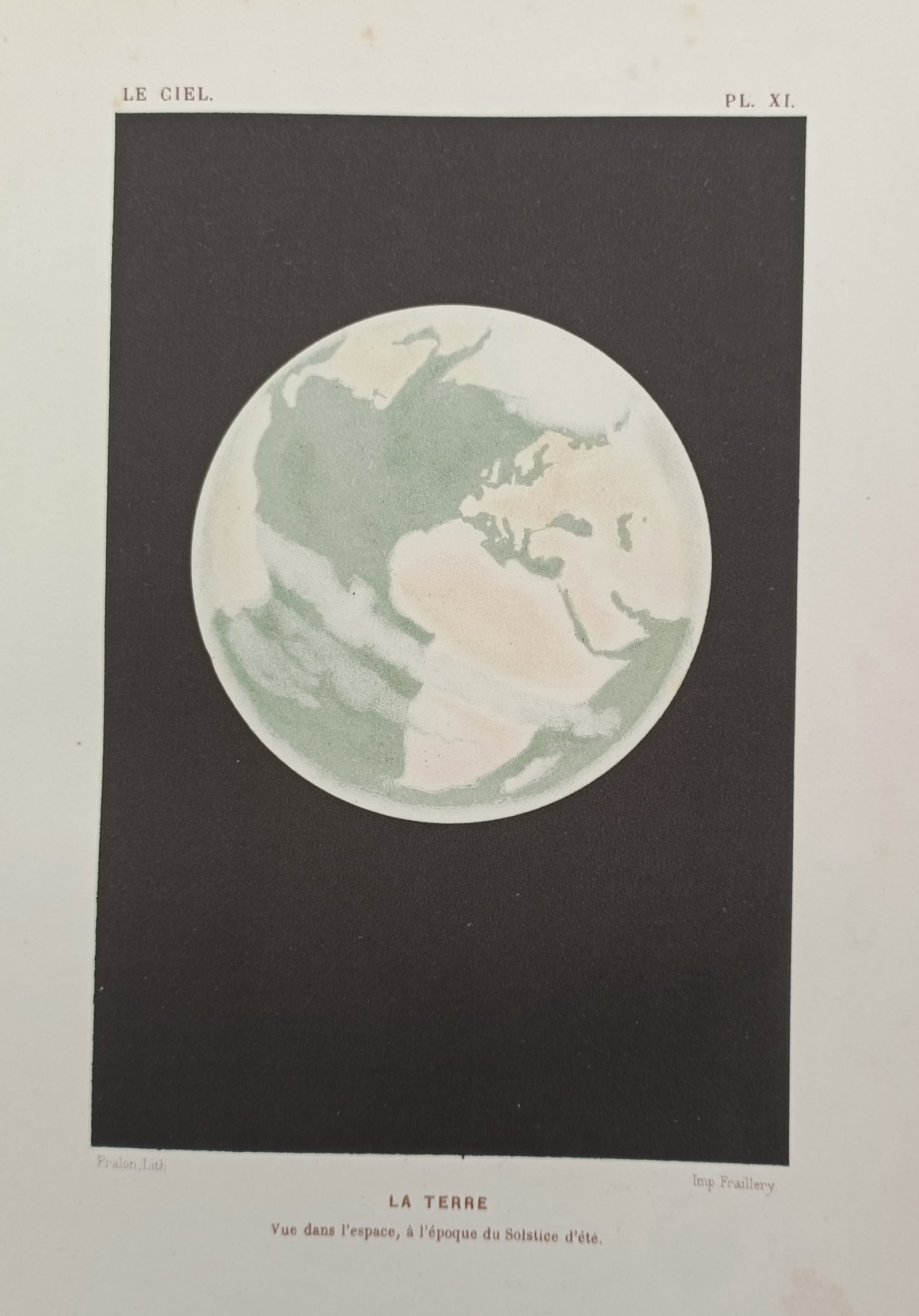 Jean Rambosson (1827–1886) – Astronomical View of Earth from Space – Chromolithograph (1875) (1 of 2)