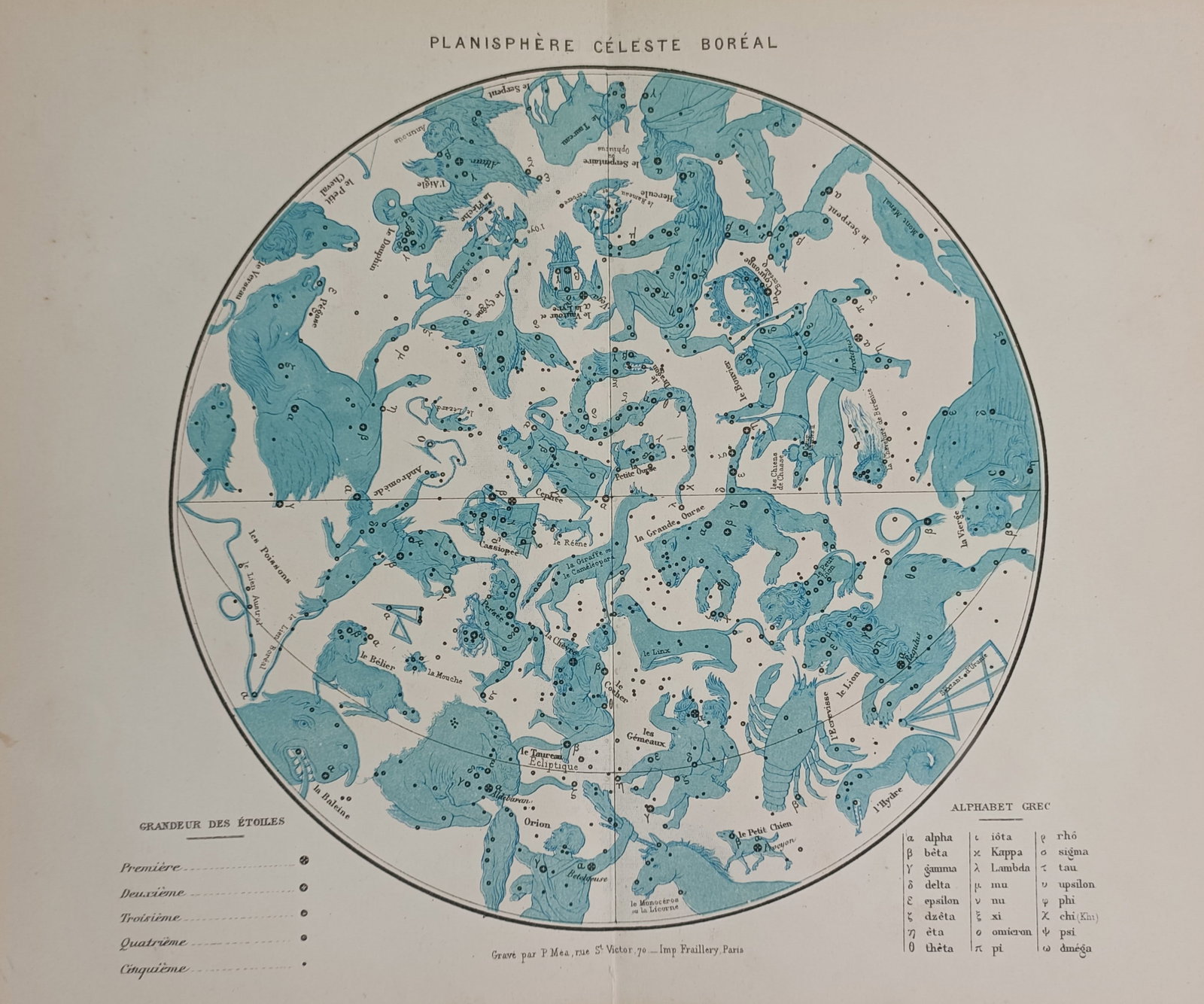 Jean Rambosson (1827–1886) – Celestial Chart of the Northern Hemisphere – Chromolithograph (1 of 2)