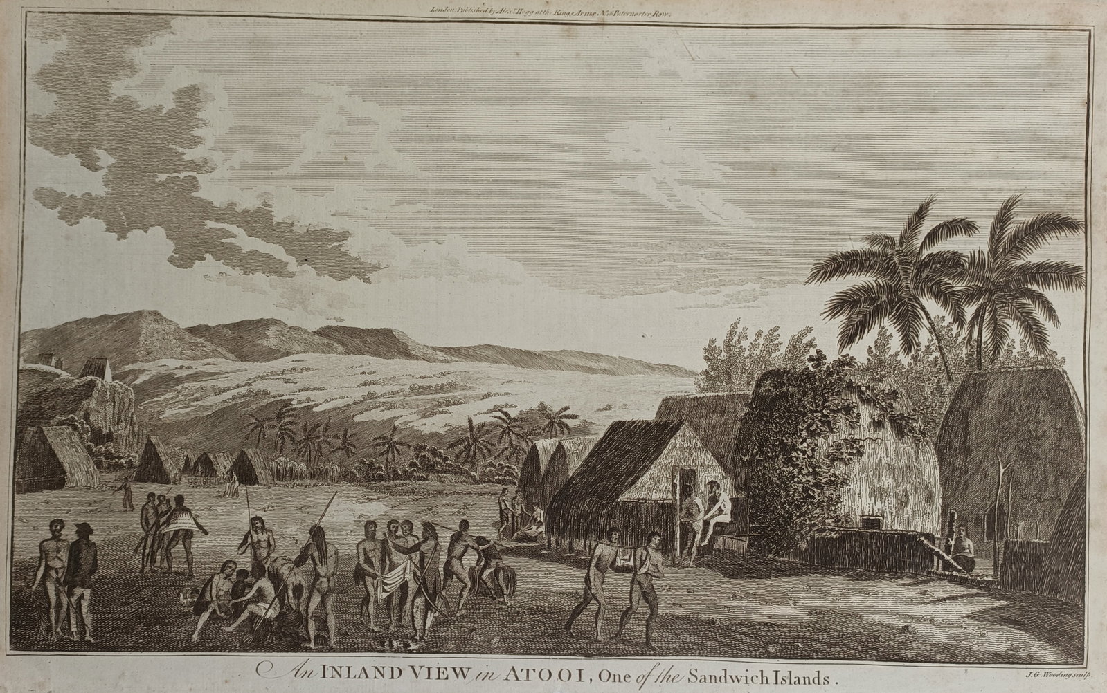 Alexander Hogg – An Inland View in Atooi, One of the Sandwich Islands – Engraving (1784) (1 of 2)