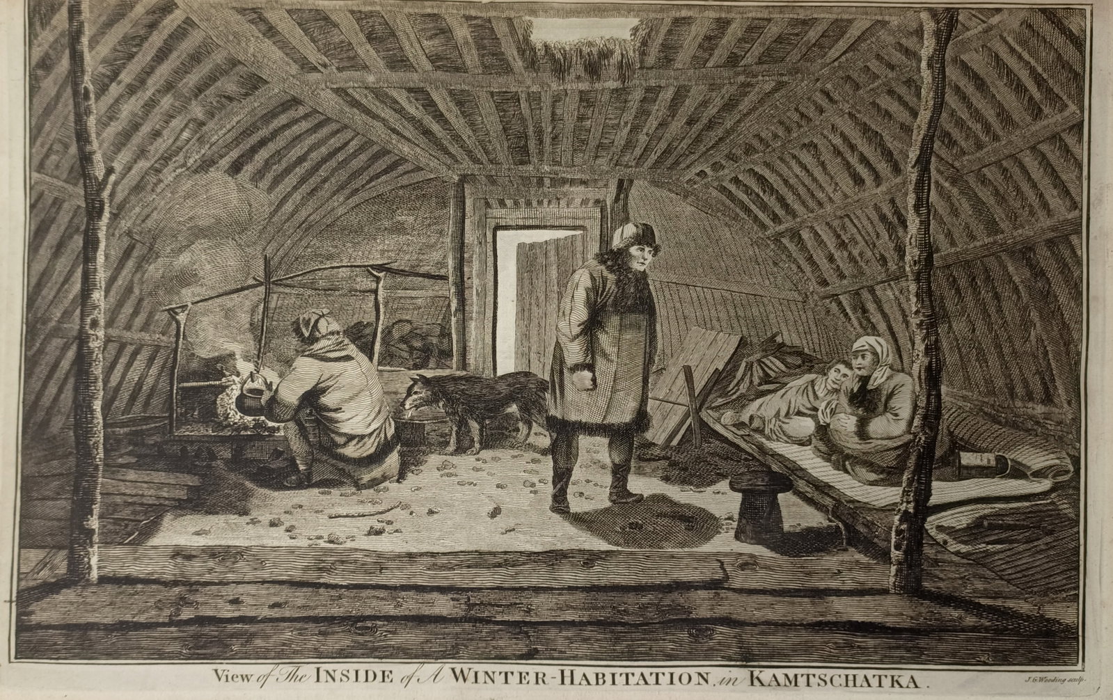 Alexander Hogg – Interior View of a Kamchatkan Winter Residence – Engraving (1784) (1 of 2)