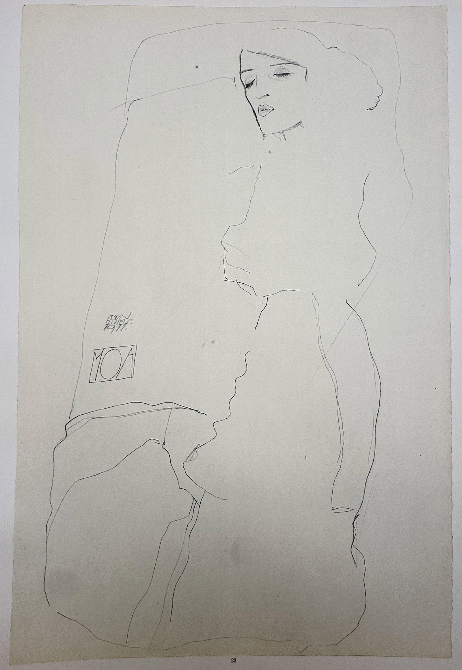 Egon Schiele, after – Woman with Closed Eyes – Offset lithograph (20th Century) (1 of 2)
