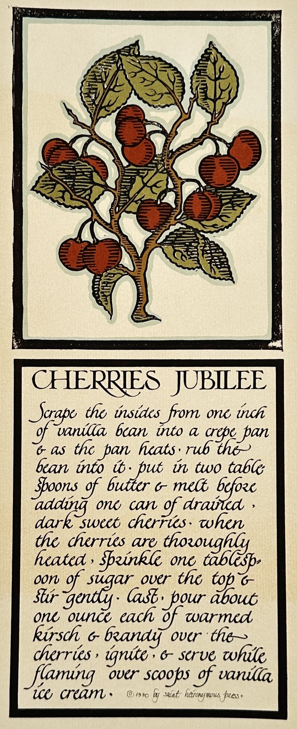 David Lance Goines – Cherries Jubilee – Lithograph (1970) (1 of 3)