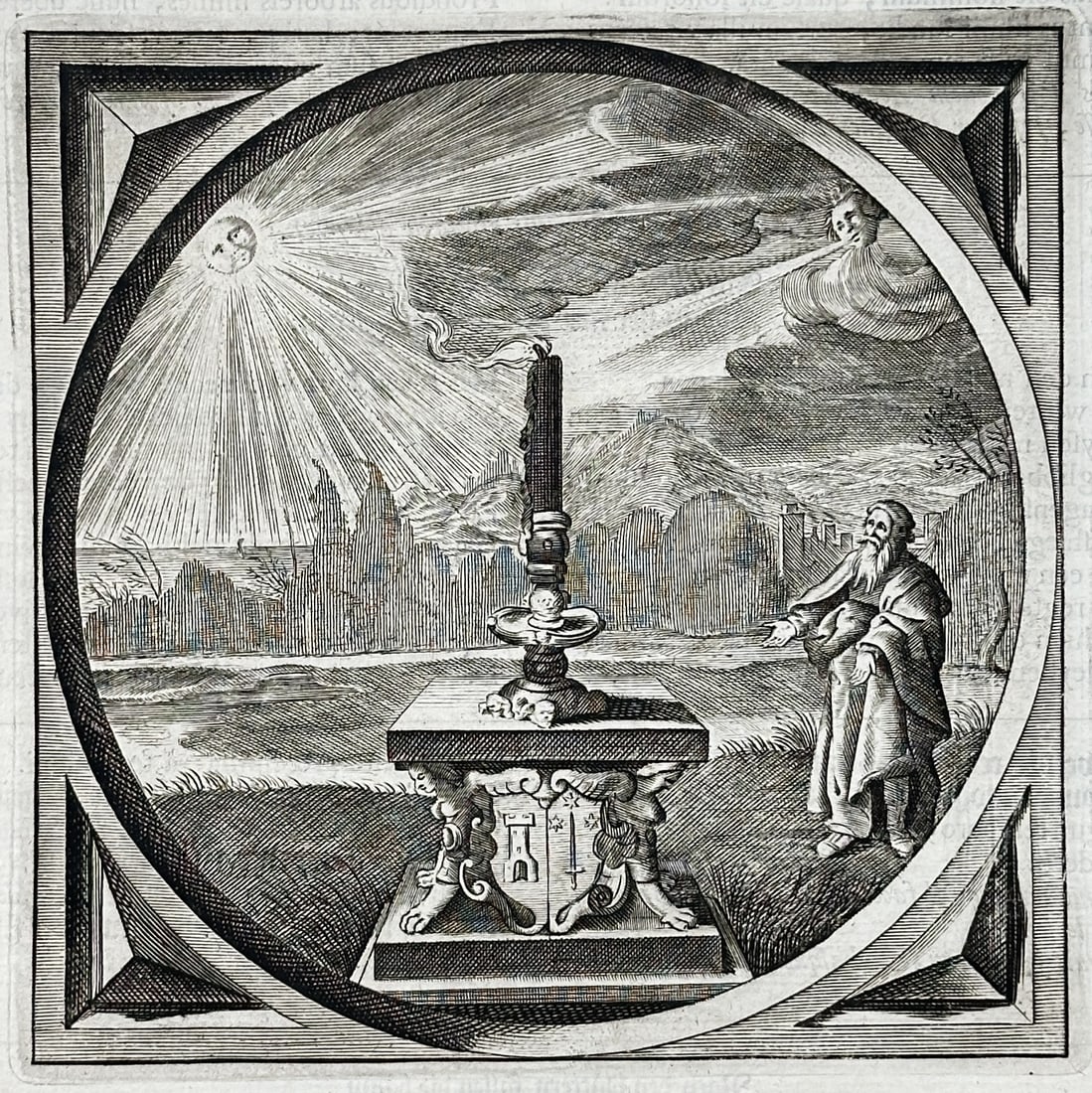 Jacob Cats – What is Man but a Candle Under a Bushel – Engraving (17th Century) (1 of 3)