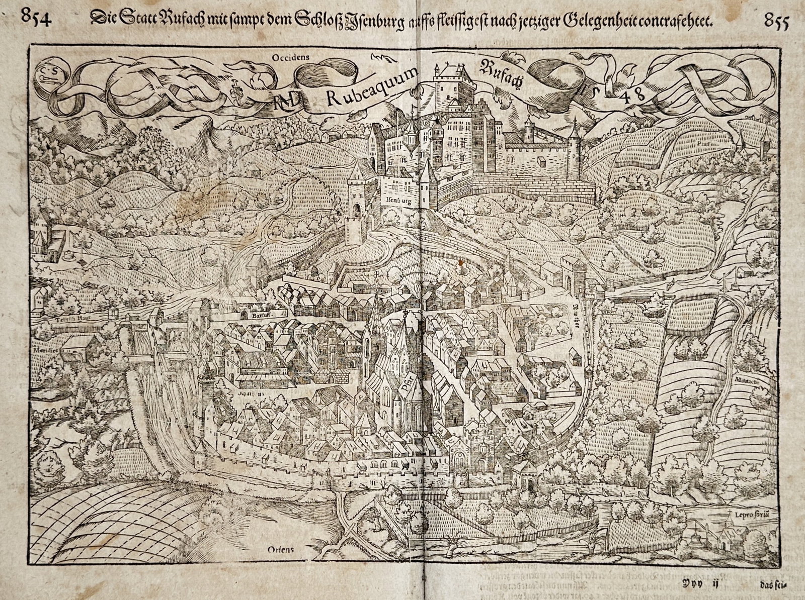 Sebastian Münster – Rouffach (Rufach) – Woodcut (16th Century) (1 of 3)