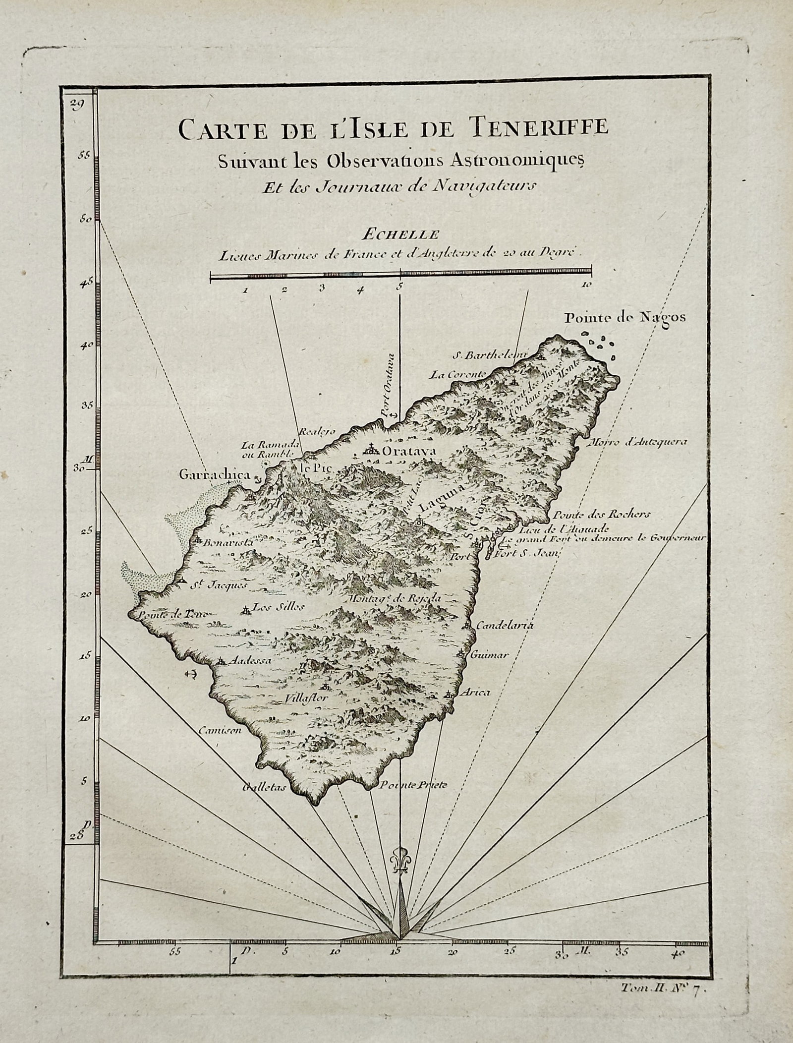 Jacques-Nicolas Bellin – Map of Tenerife – Canary Islands – Engraving (18th Century) (1 of 2)