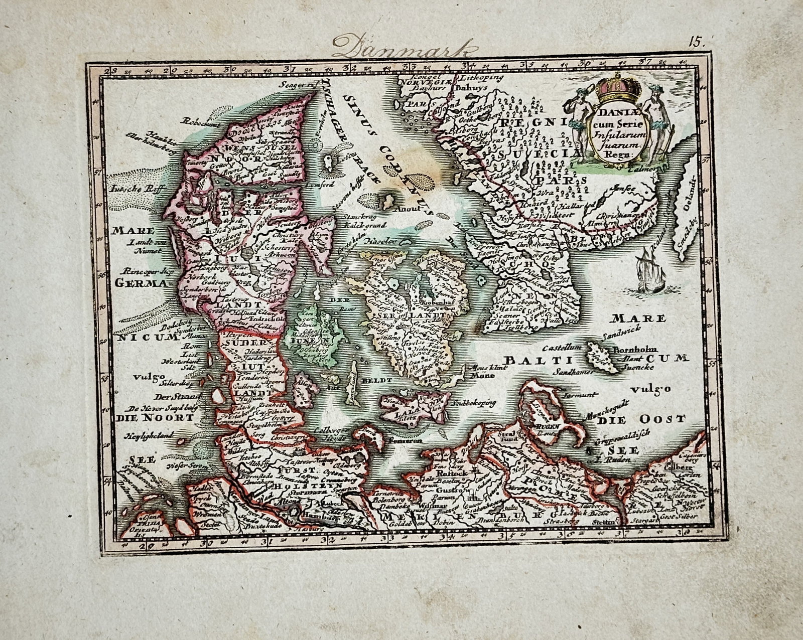 Christoph Weigel – Map of Denmark – Europe – Engraving (18th Century) (1 of 2)