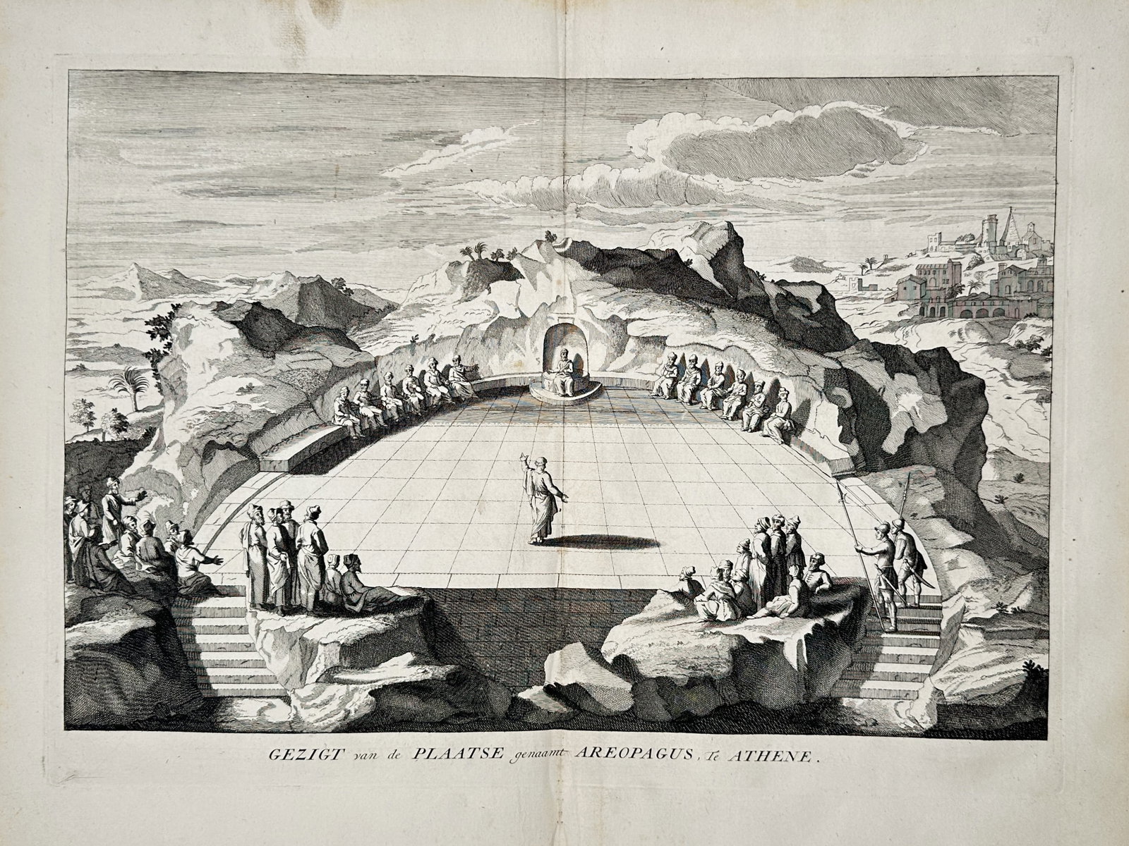 Augustin Calmet – View of the Place Called Areopagus in Athens – Engraving (18th Century) (1 of 2)