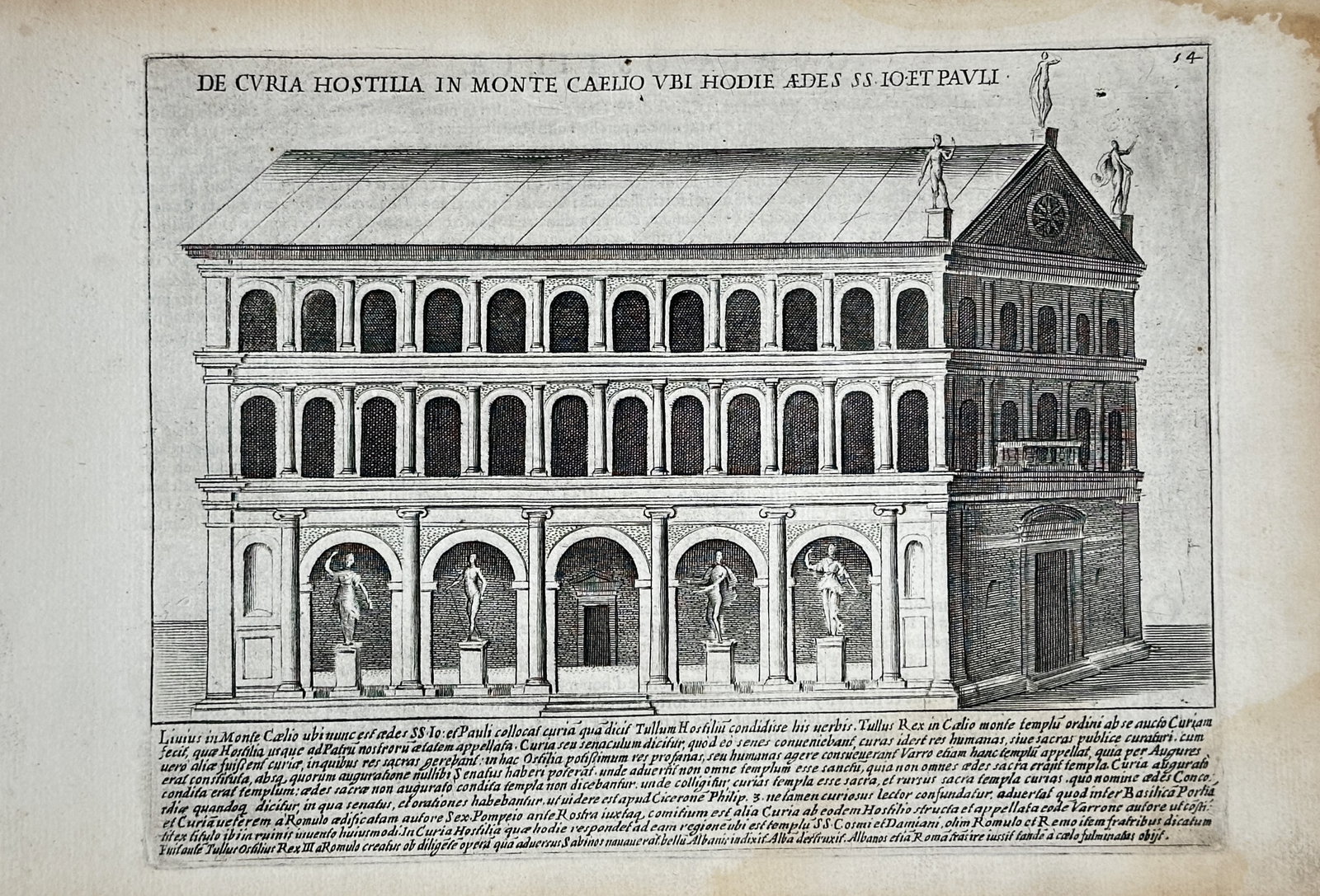 Giacomo Lauro – The Curia Hostilia on the Caelian Hill – Engraving (17th Century) (1 of 2)