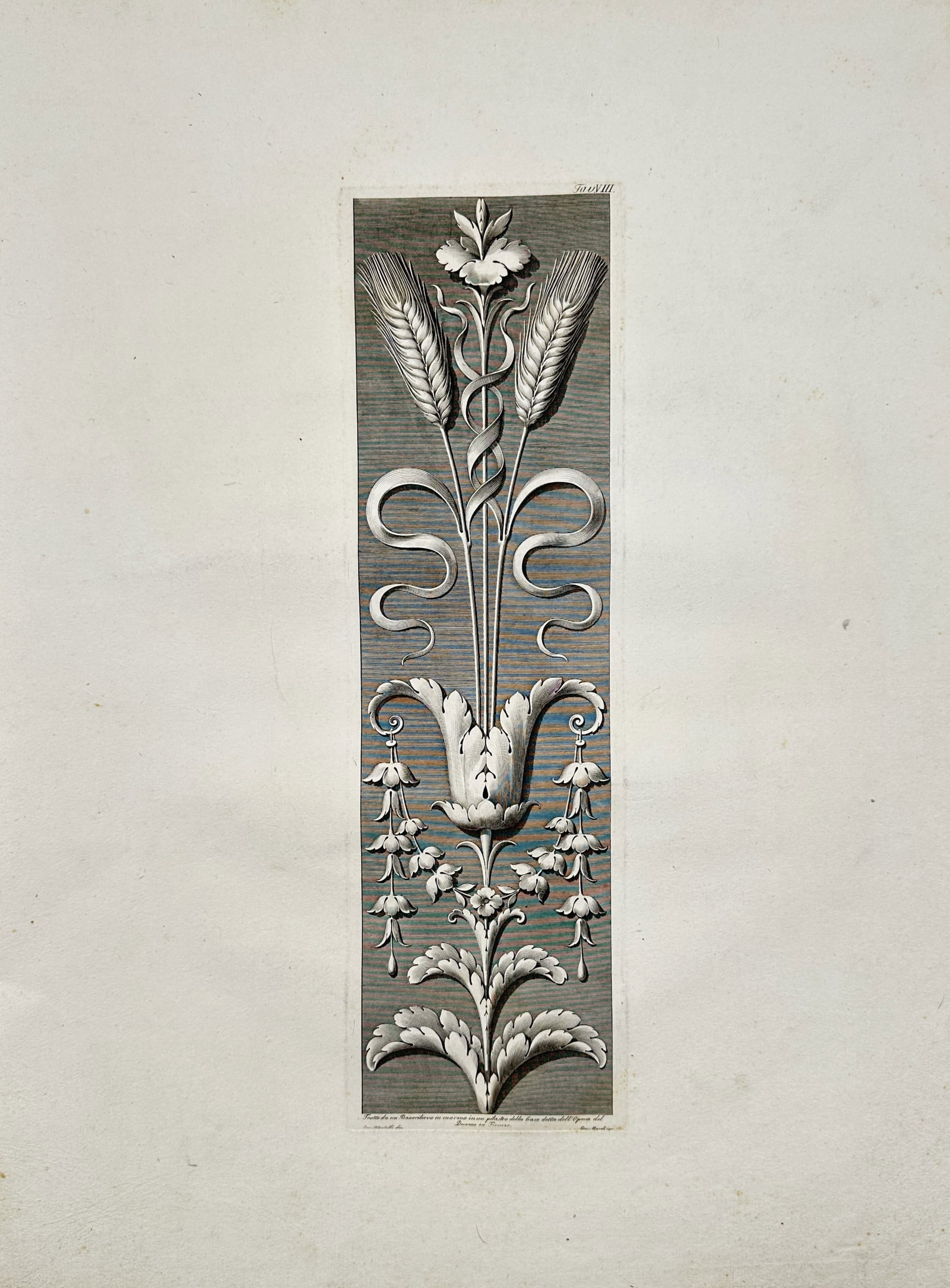 Giocondo Albertolli – Frieze with Floral Ornaments and Wheat Ears – Engraving (18th Century) (1 of 2)