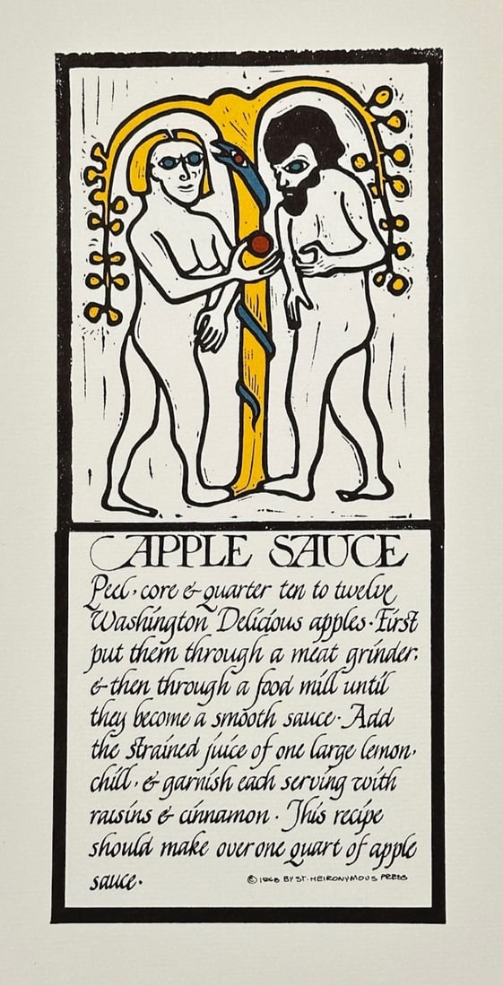 Alice Waters and David Lance Goines – Apple Sauce – Lithograph (1968) (1 of 2)