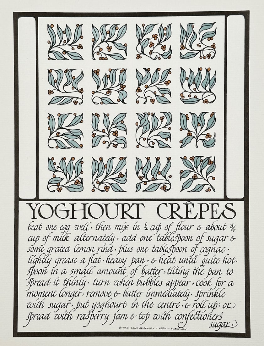 Alice Waters and David Lance Goines – Yoghurt Crêpes – Lithograph (1968) (1 of 2)