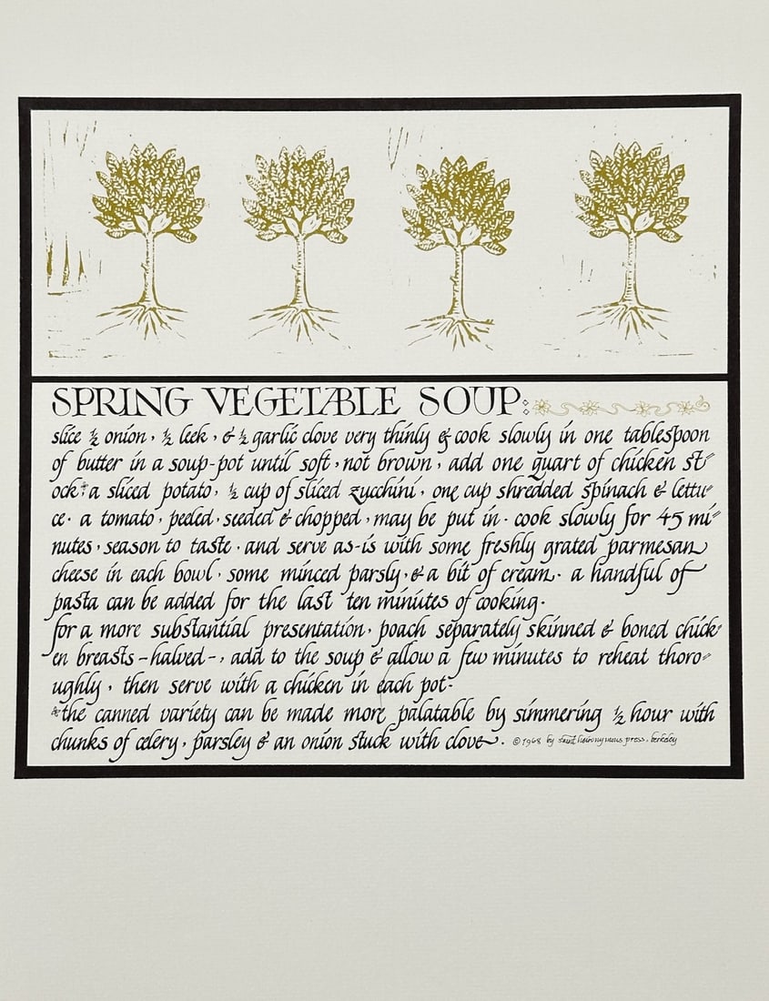 Alice Waters and David Lance Goines – Spring Vegetable Soup – Lithograph (1968) (1 of 2)