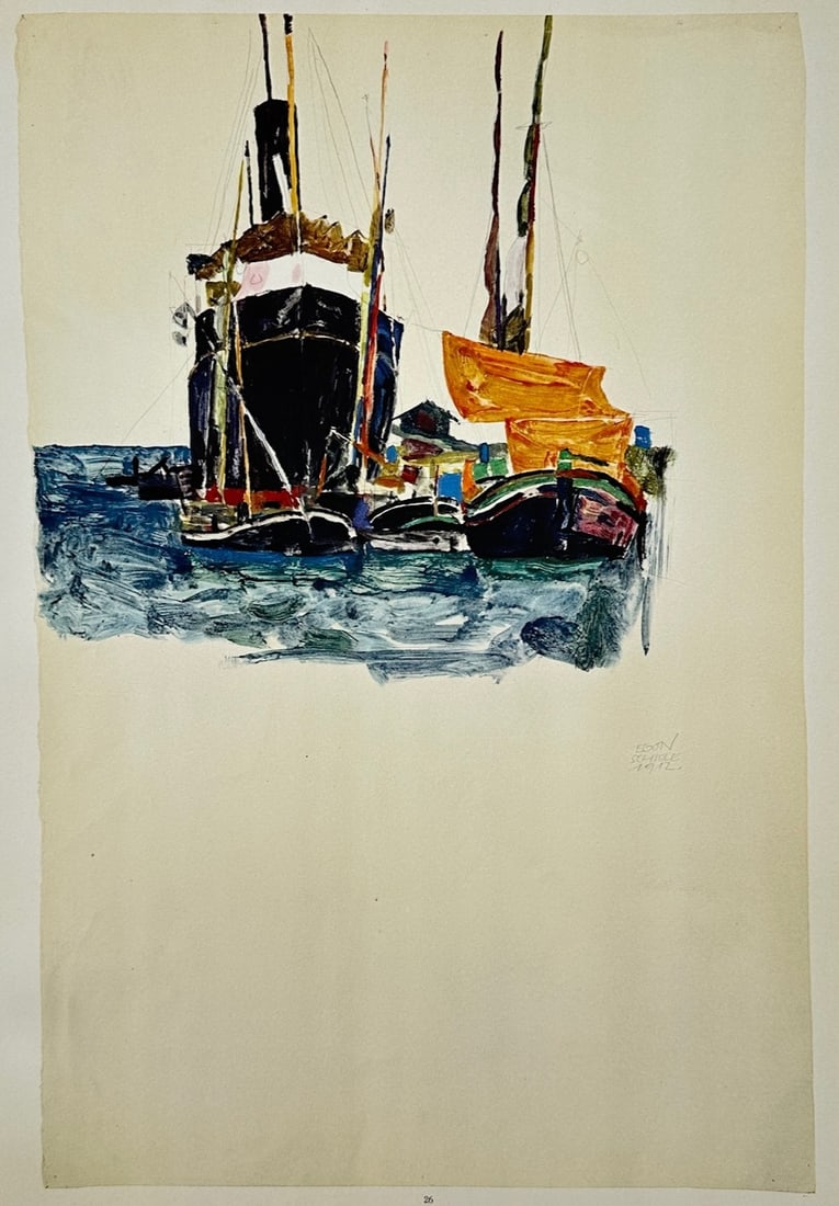 Egon Schiele, after – Trieste Harbor – Offset Print (20th Century) (1 of 3)